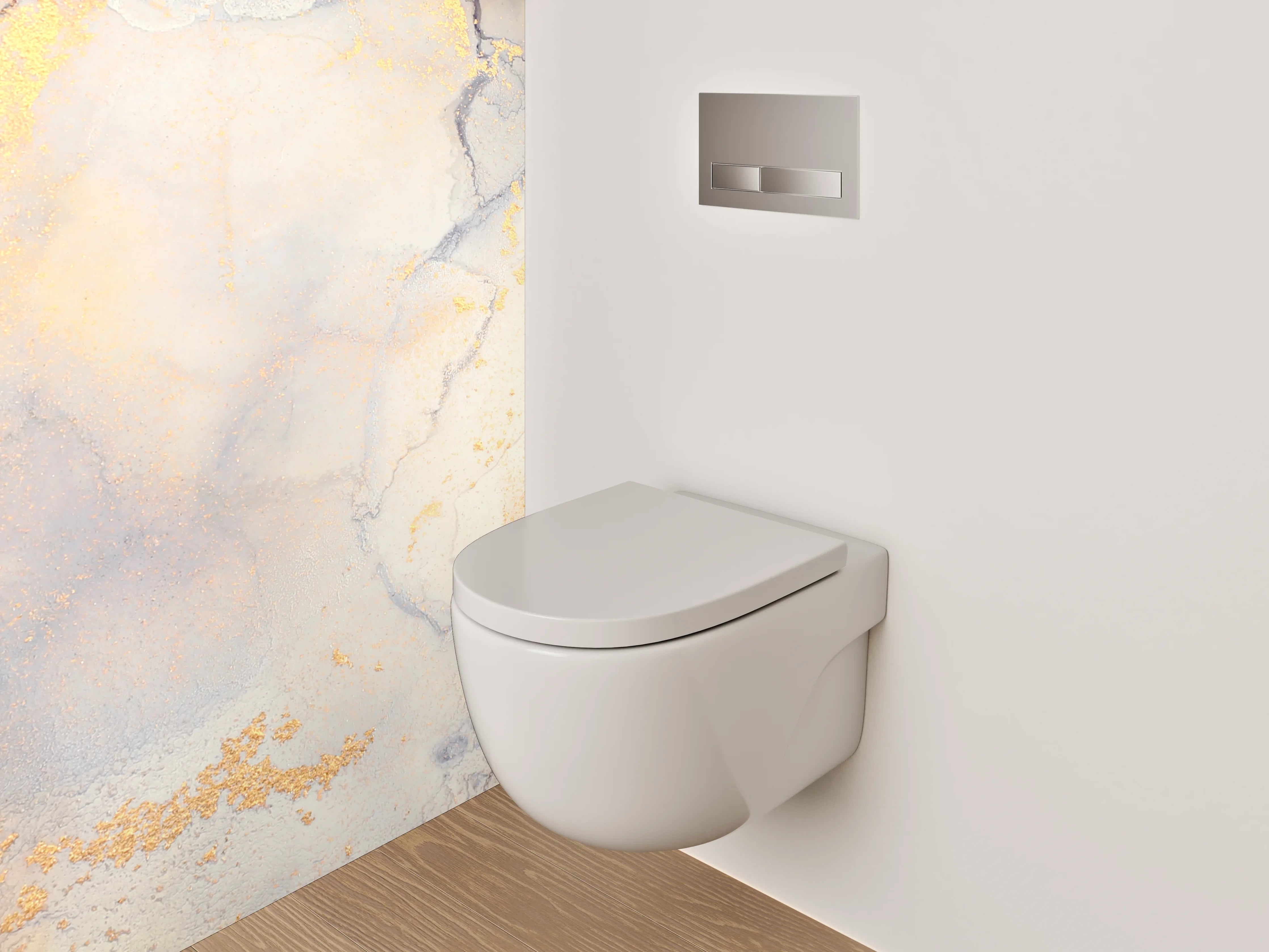 WC-Rückwand - Goldene Marmor-Optik Aquarell Abstrakt