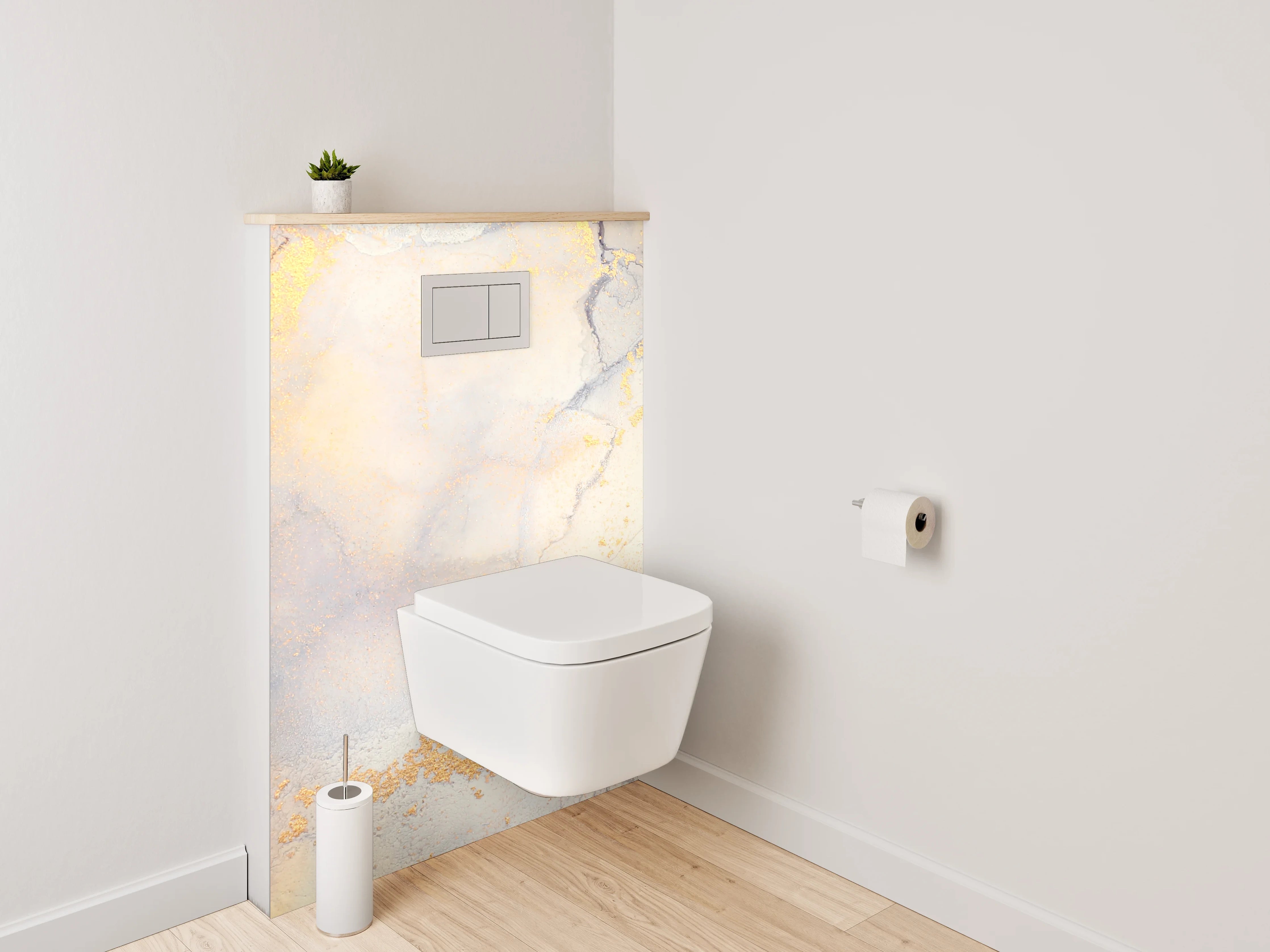 WC-Rückwand - Goldene Marmor-Optik Aquarell Abstrakt