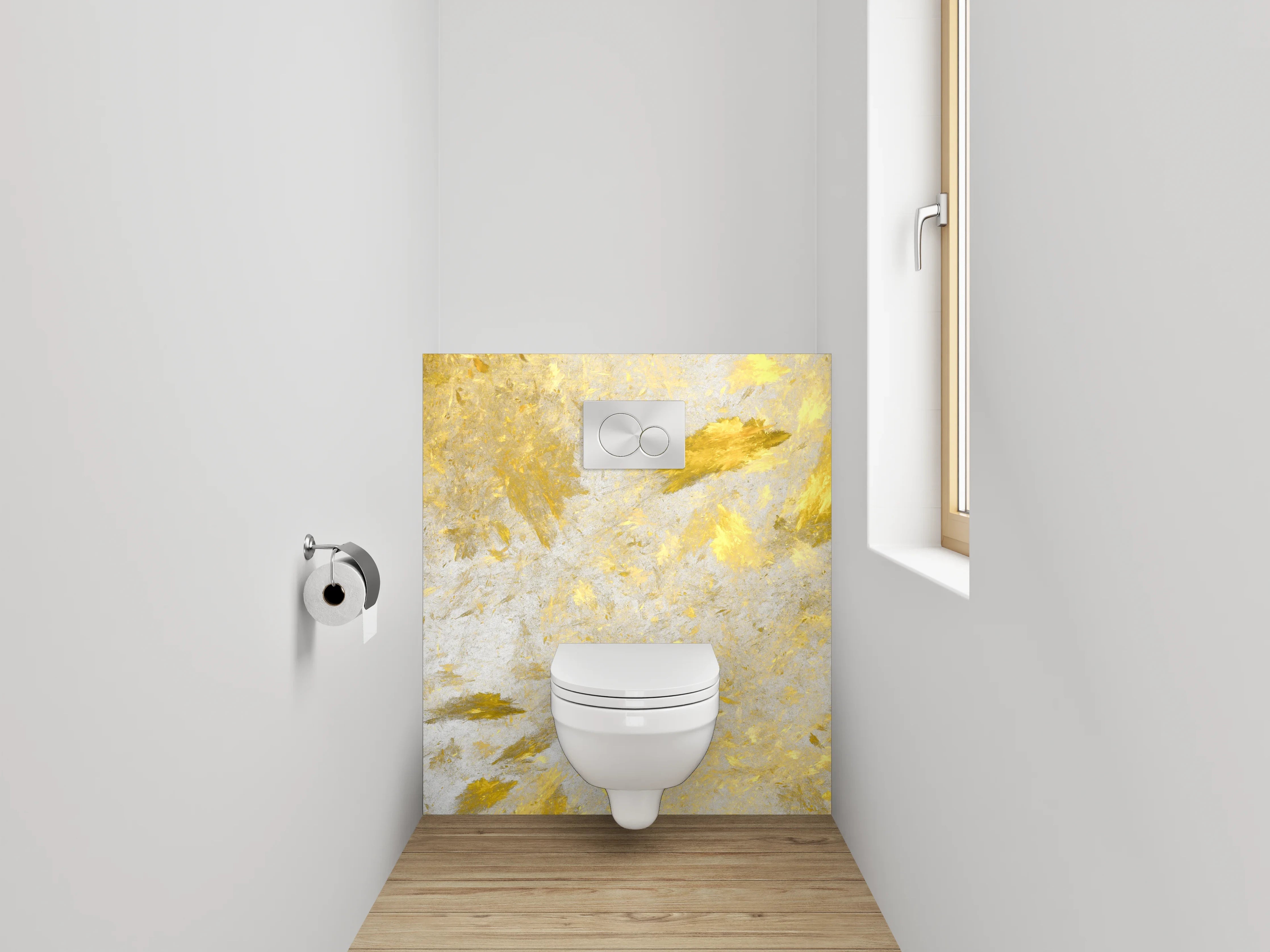 WC-Rückwand - Goldene Marmor-Optik Weiß Grau