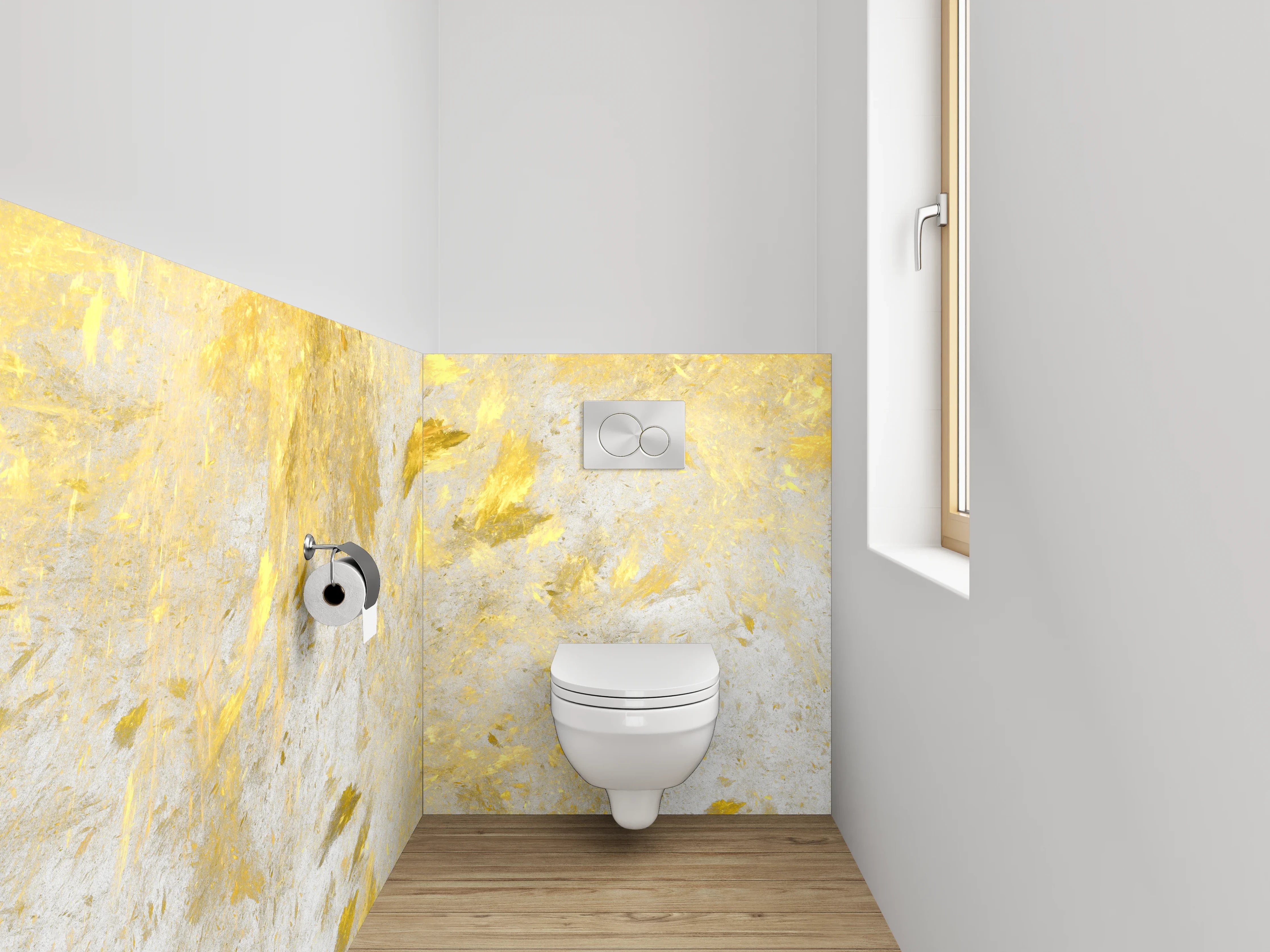 WC-Rückwand - Goldene Marmor-Optik Weiß Grau