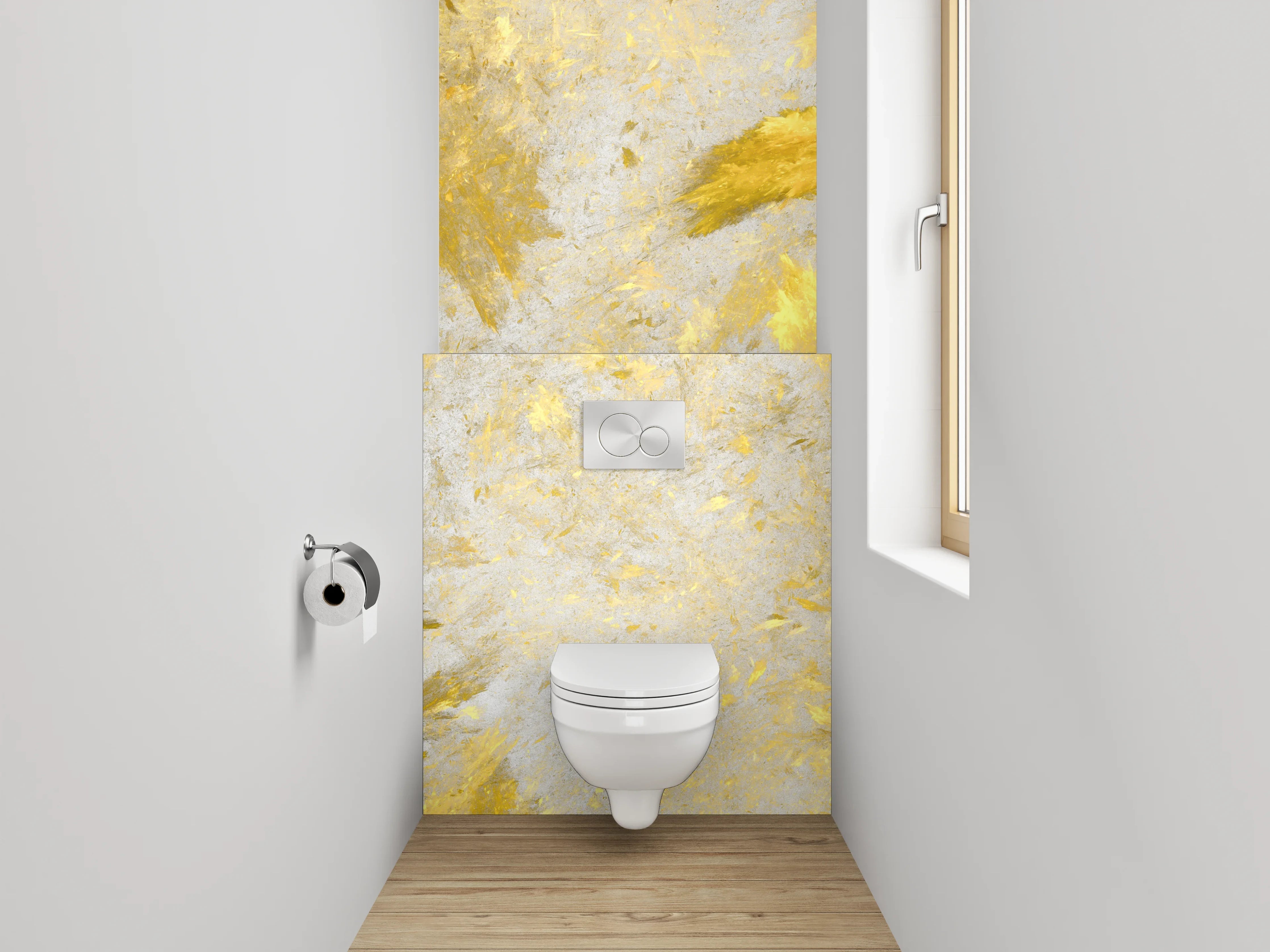 WC-Rückwand - Goldene Marmor-Optik Weiß Grau