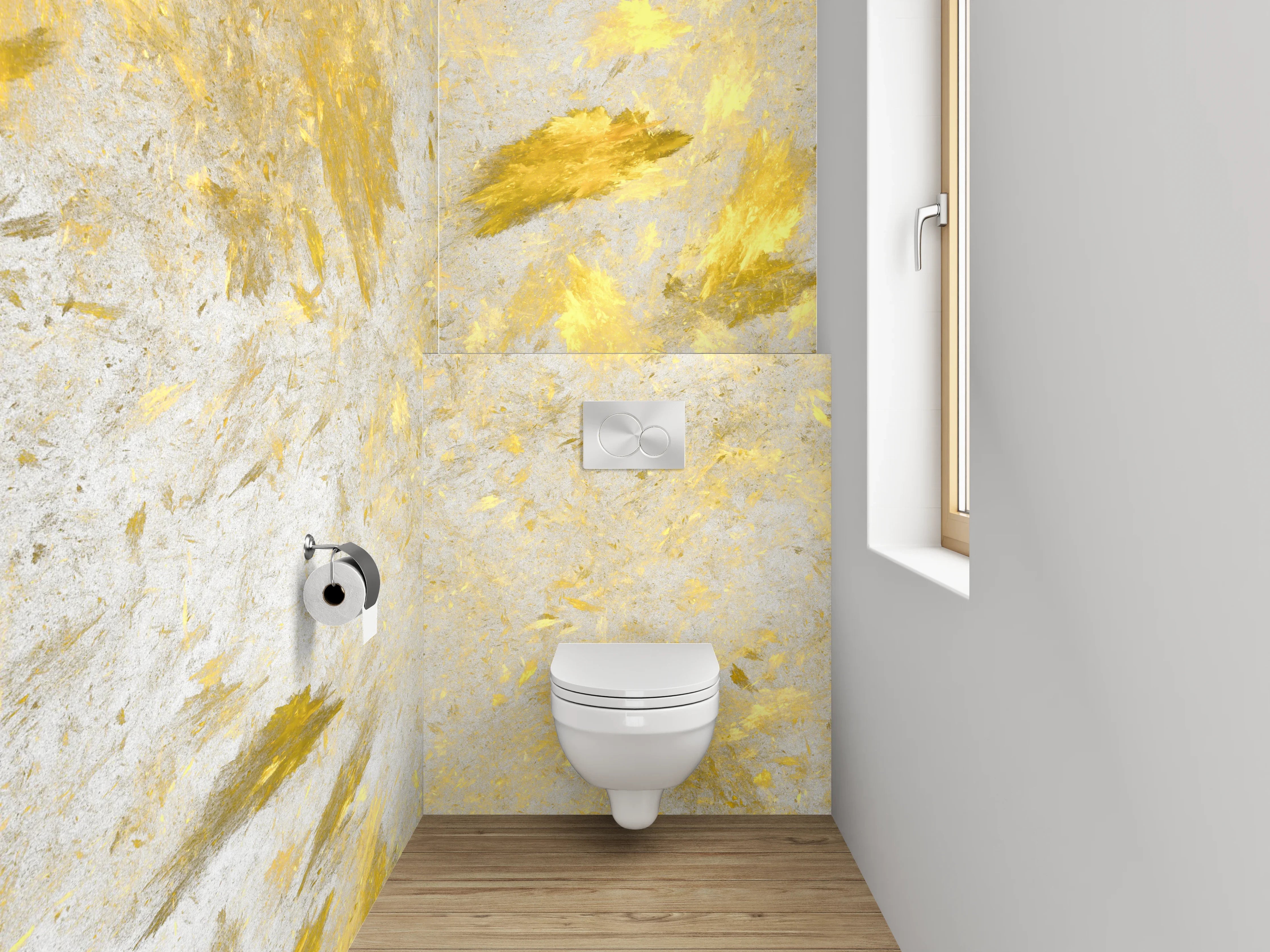 WC-Rückwand - Goldene Marmor-Optik Weiß Grau