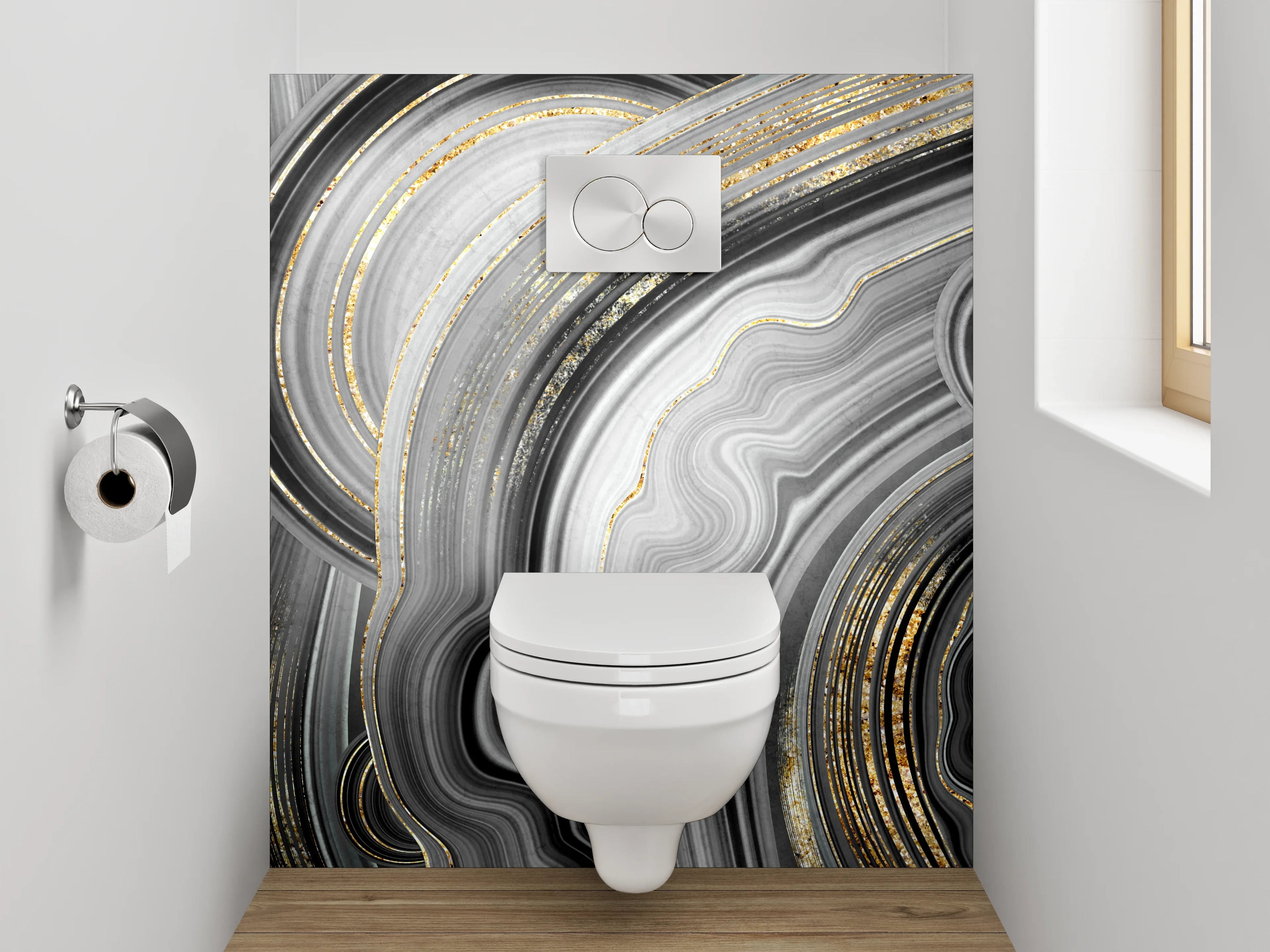 WC-Rückwand - Goldene Marmor-Optik: Elegant & Modern