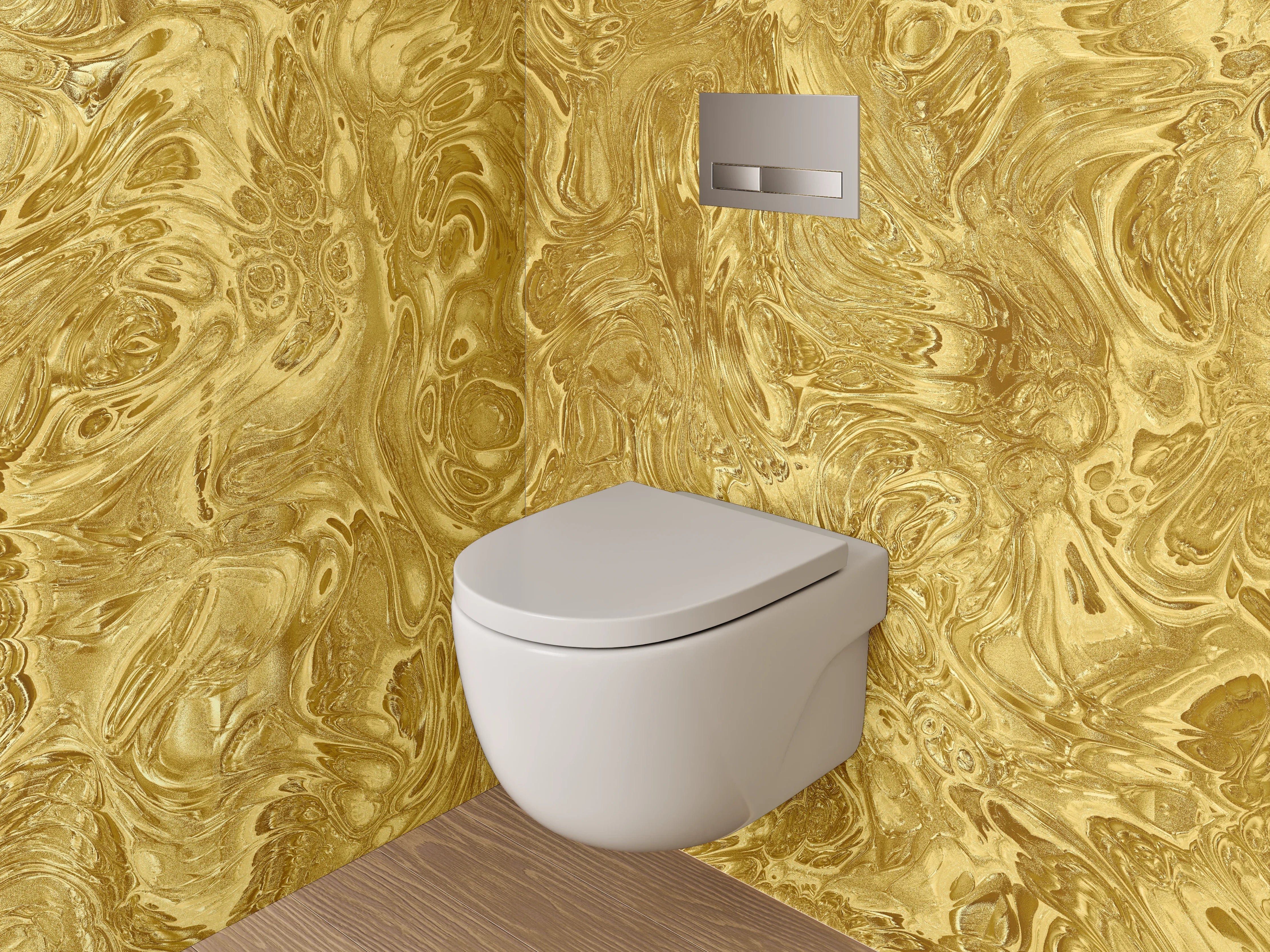 WC-Rückwand - Goldene Marmorstruktur Abstrakt Design