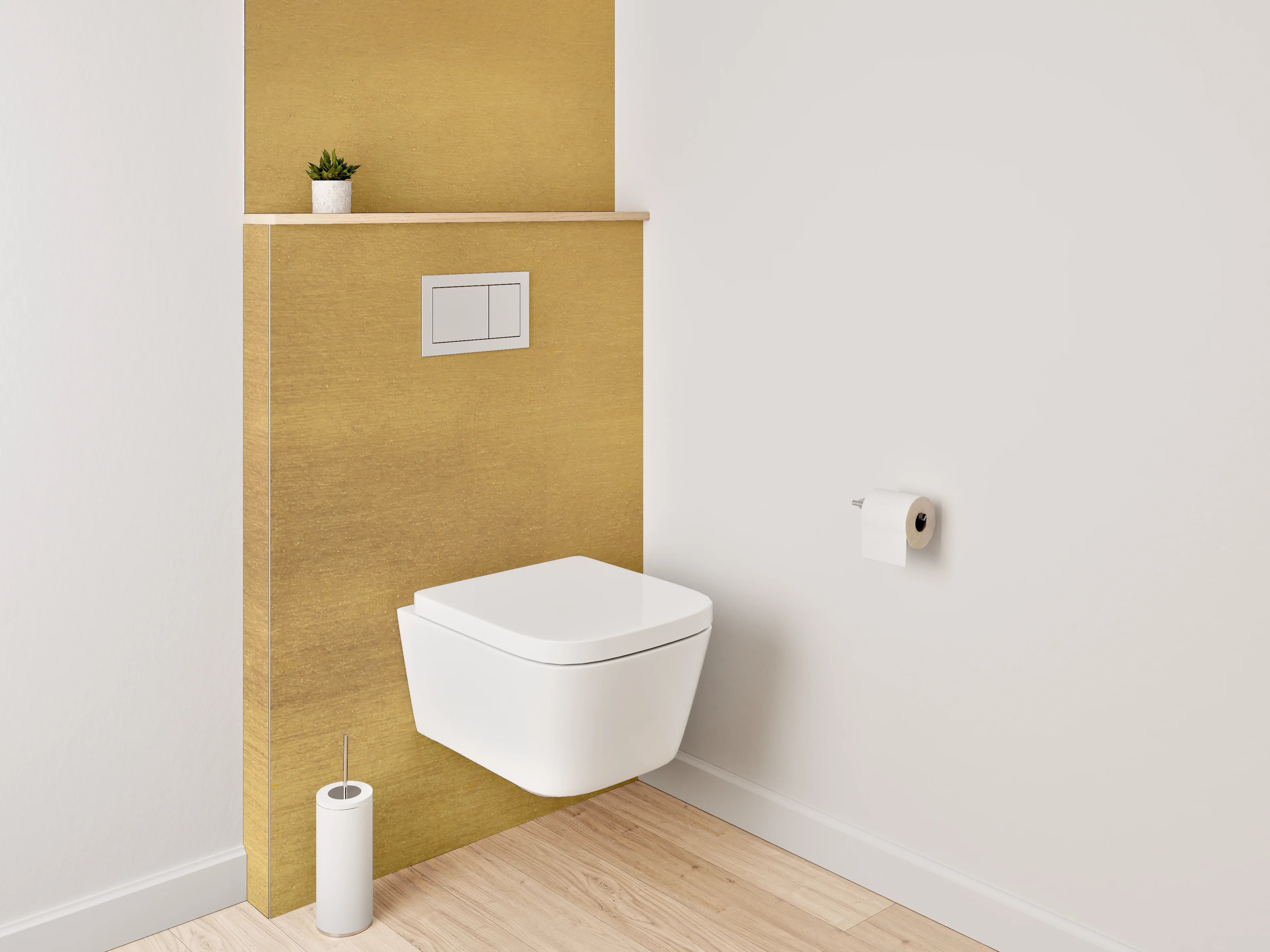 WC-Rückwand - Goldene Metallstruktur als Wanddekor