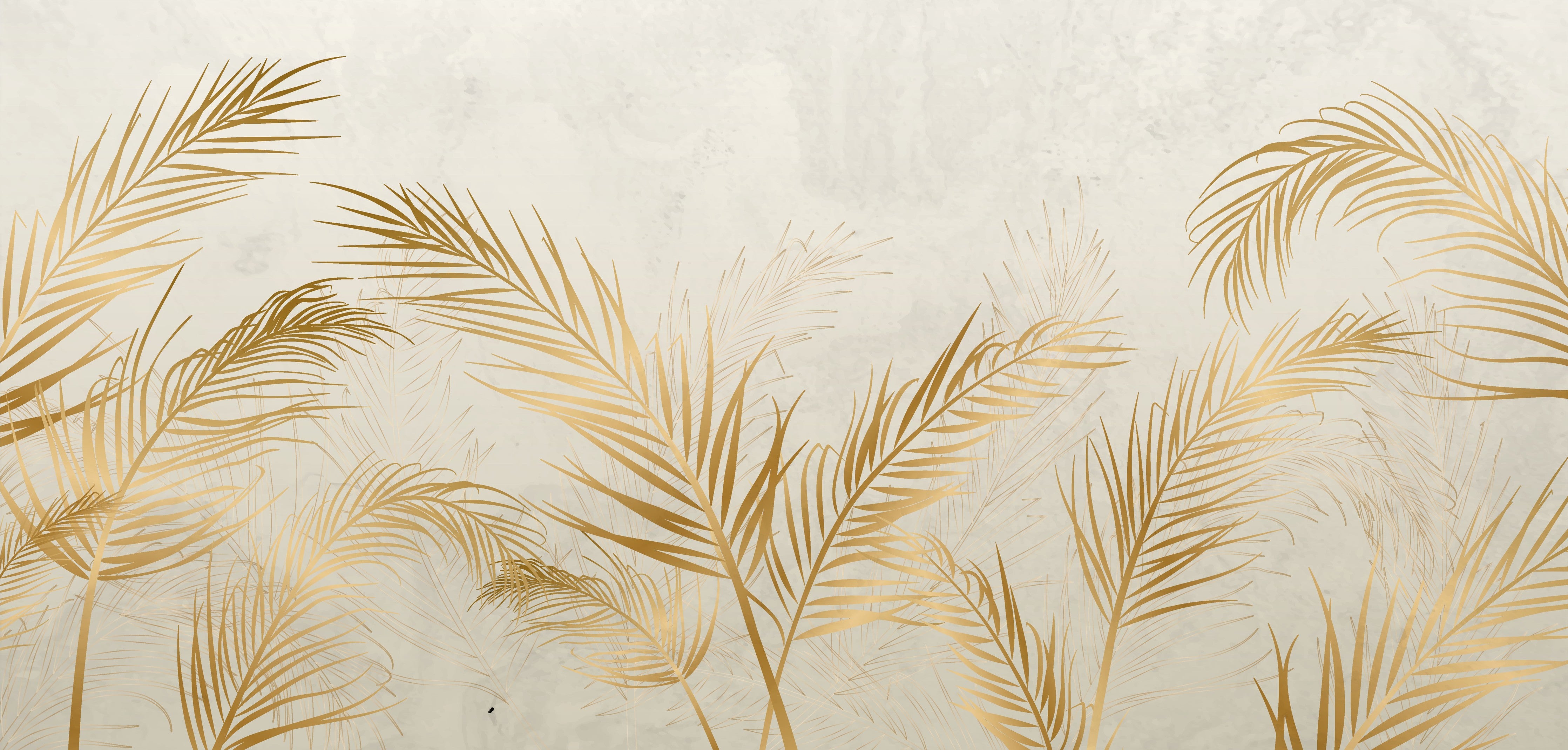 WC-Rückwand-Goldene Palmblätter auf Marmoroptik
