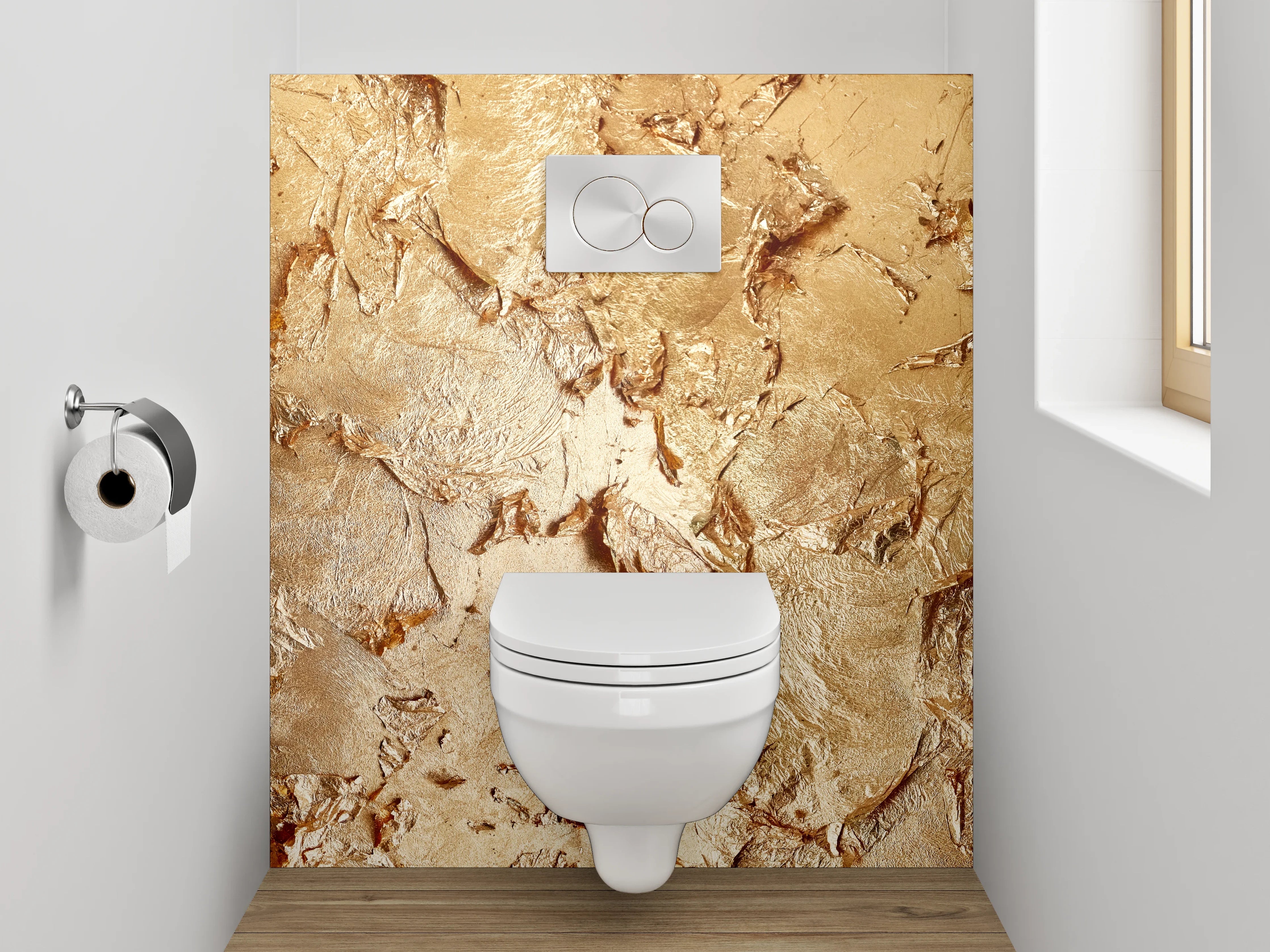 WC-Rückwand - Goldene Strukturierte Oberfläche Abstrakt