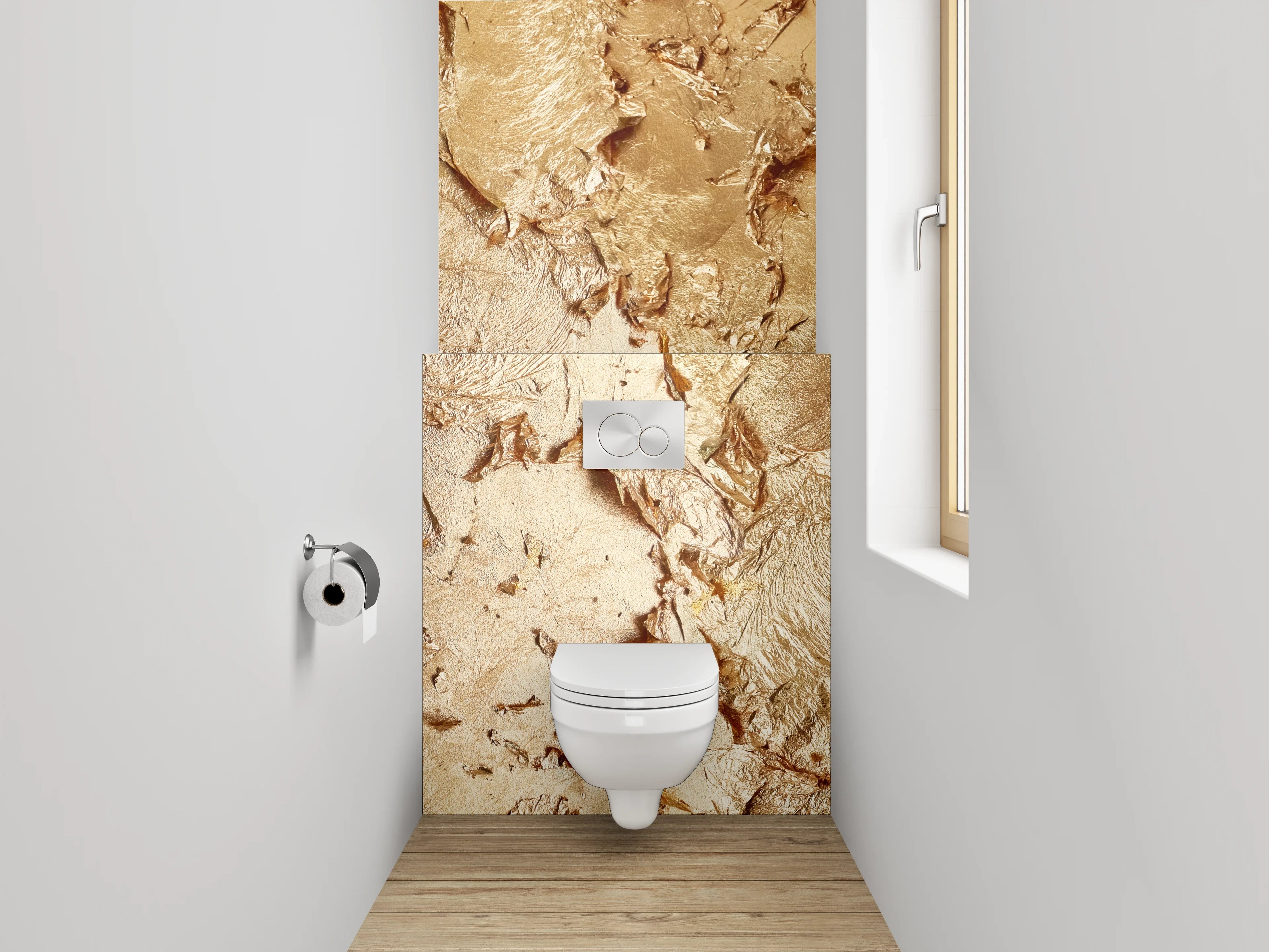 WC-Rückwand - Goldene Strukturierte Oberfläche Abstrakt