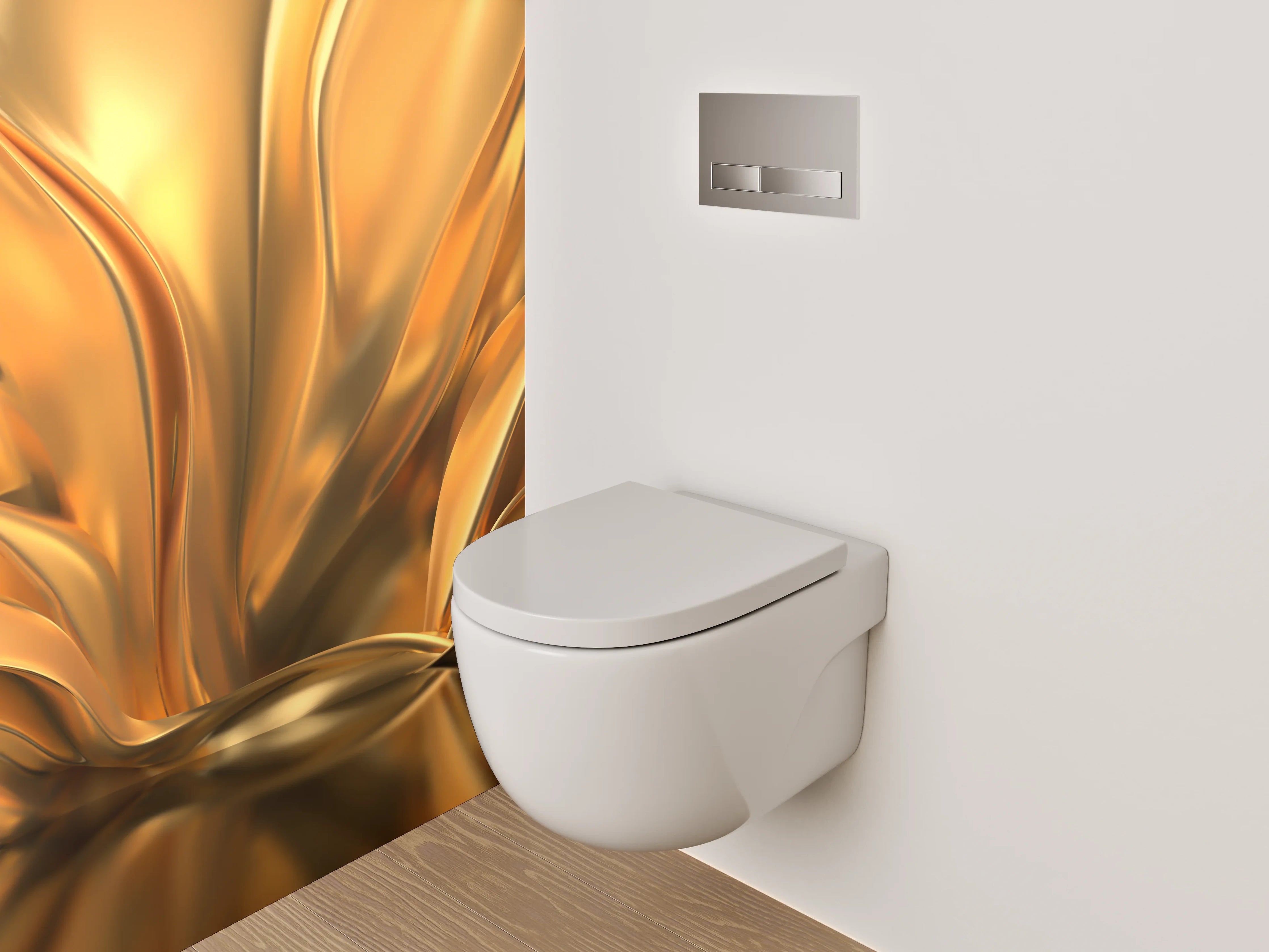 WC-Rückwand - Goldene abstrakte Eleganz Wanddesign