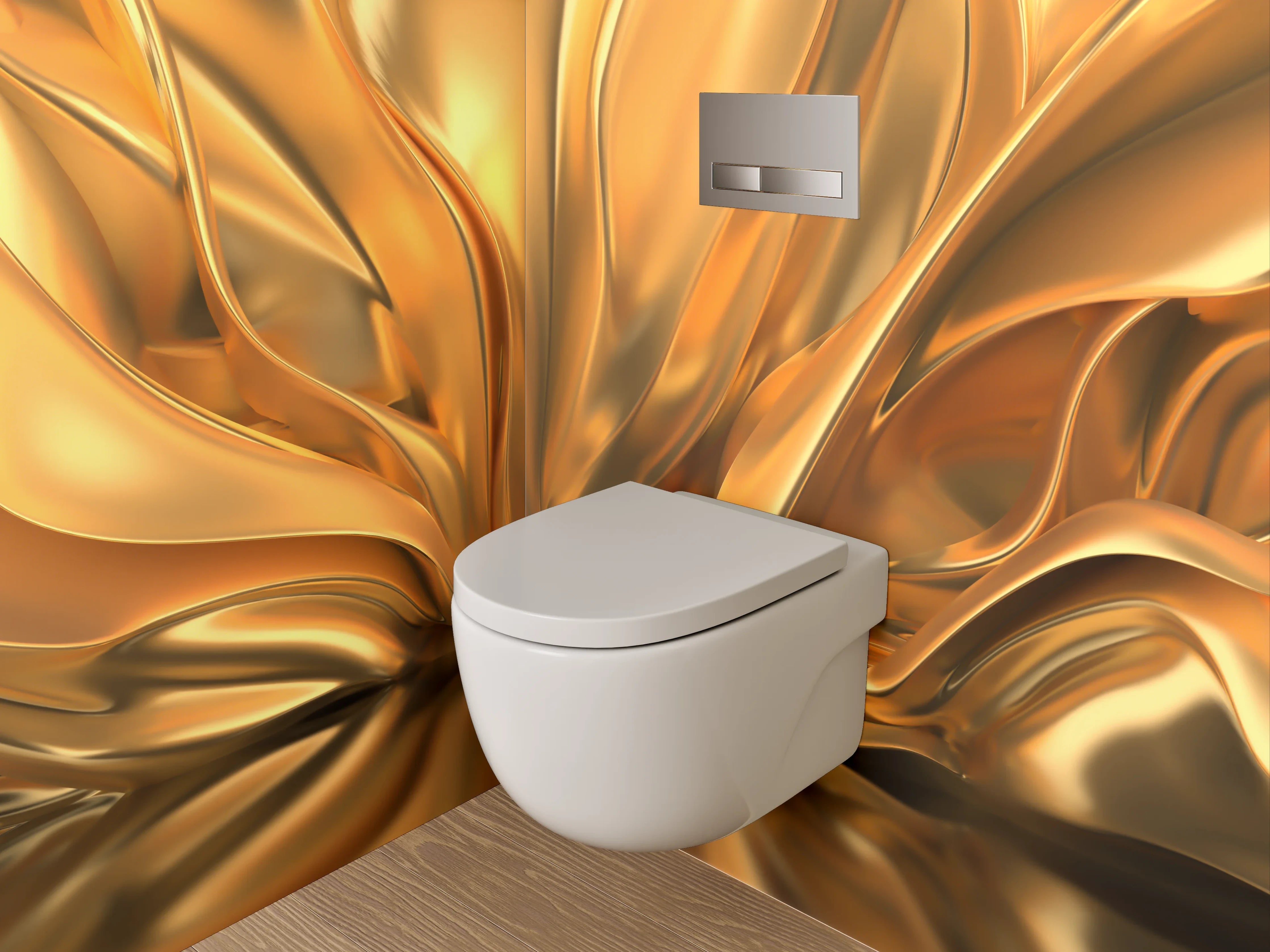 WC-Rückwand - Goldene abstrakte Eleganz Wanddesign