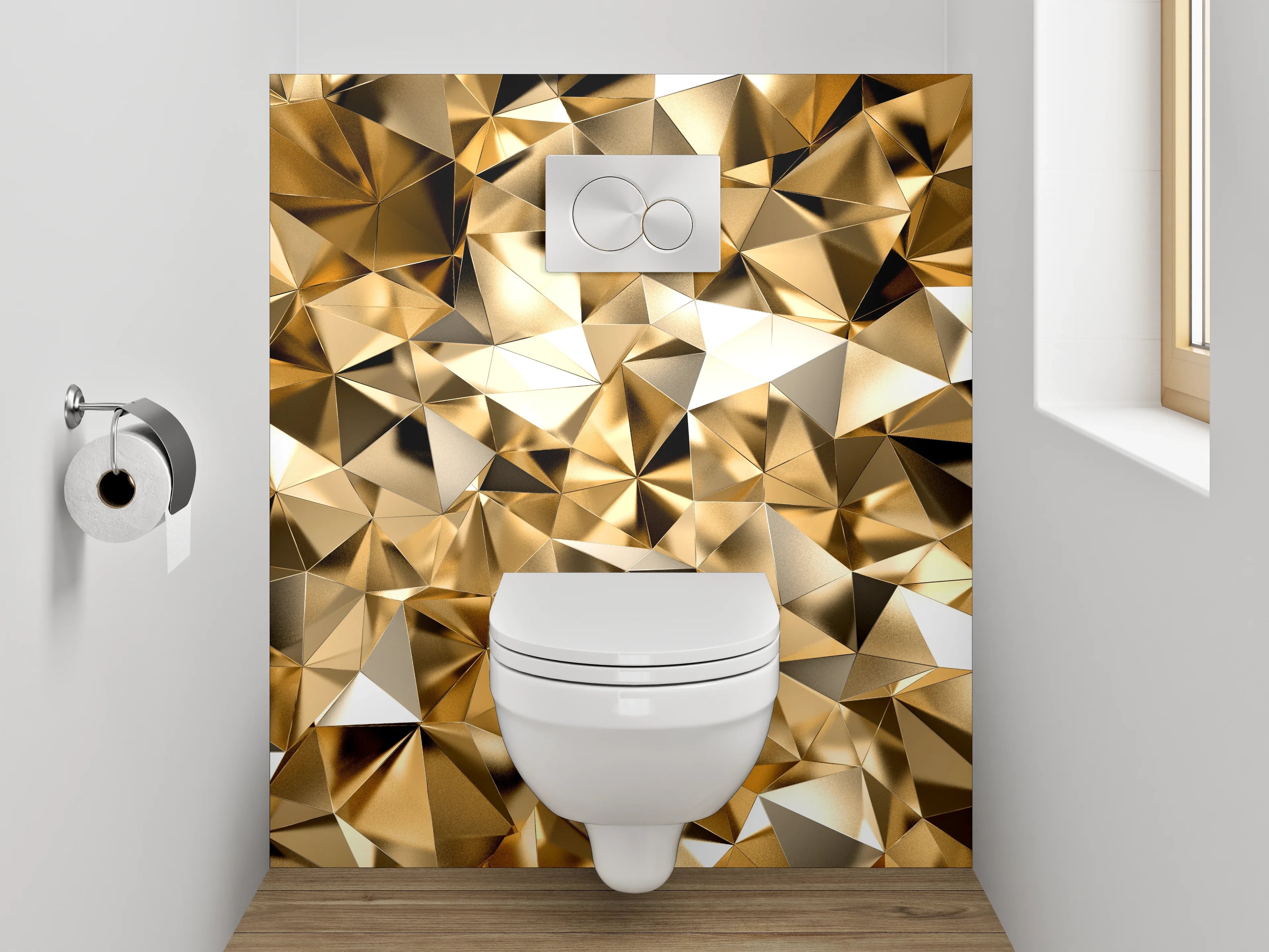 WC-Rückwand - Goldene abstrakte Glanzmuster Design