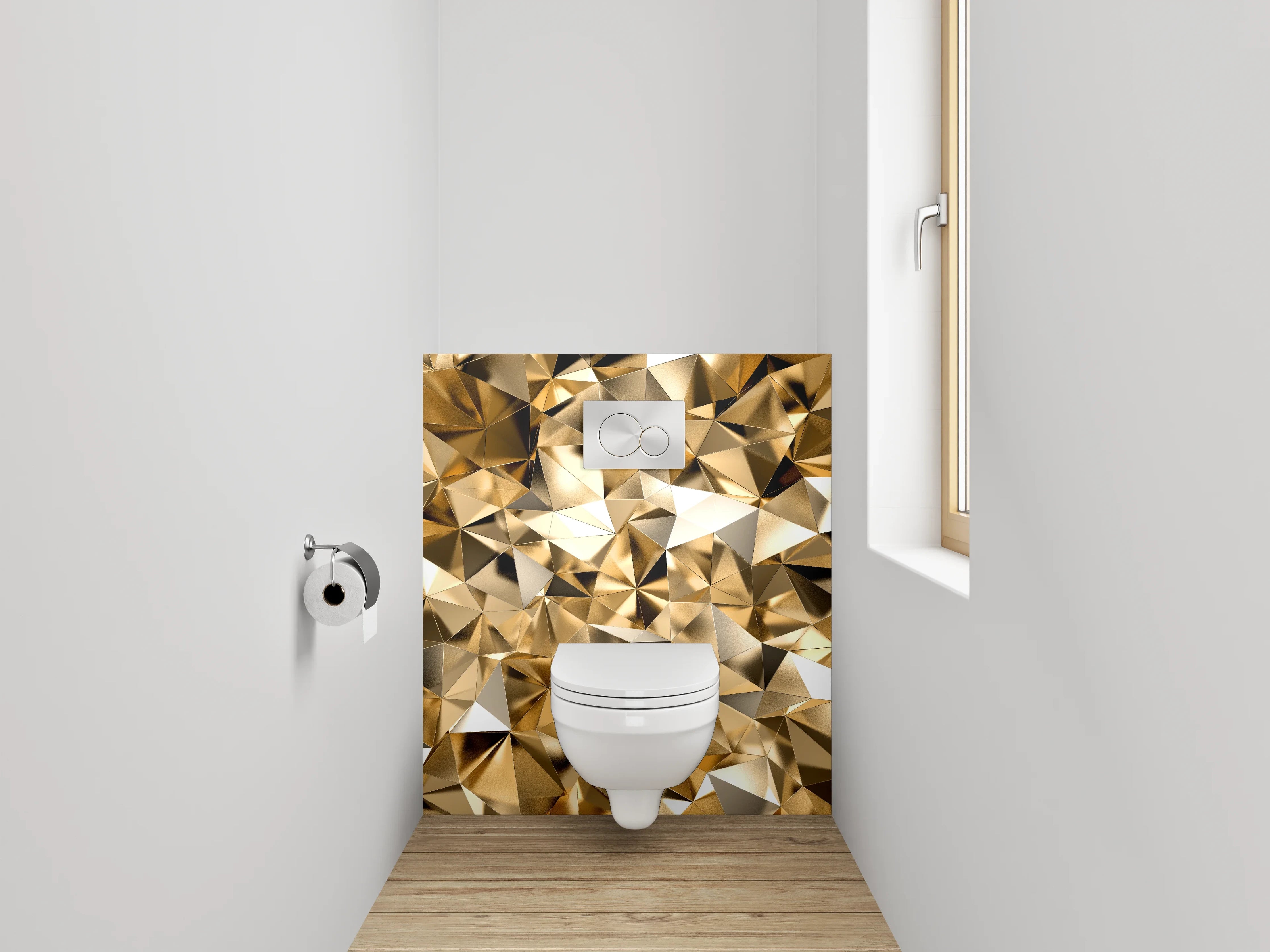 WC-Rückwand - Goldene abstrakte Glanzmuster Design