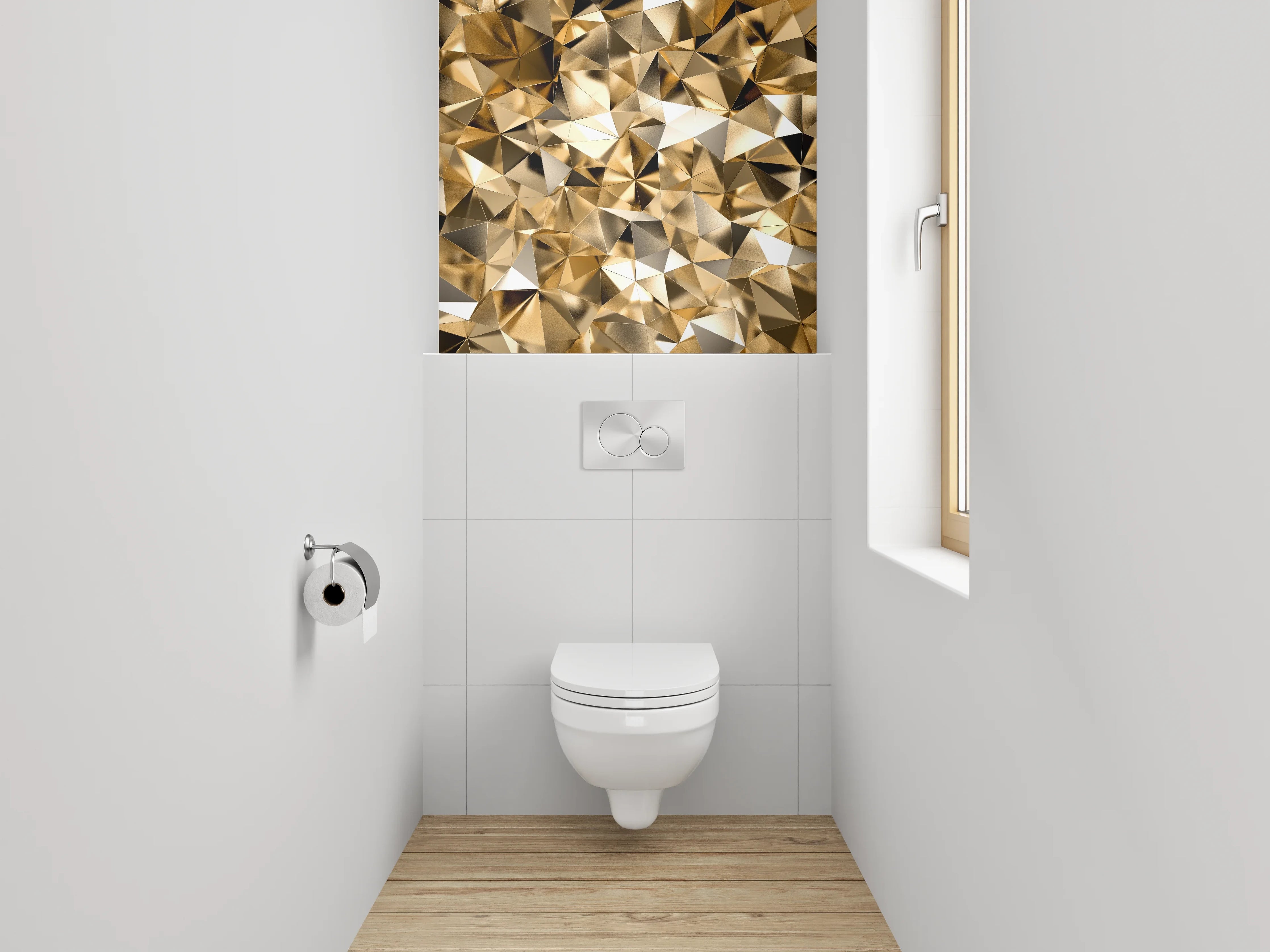 WC-Rückwand - Goldene abstrakte Glanzmuster Design
