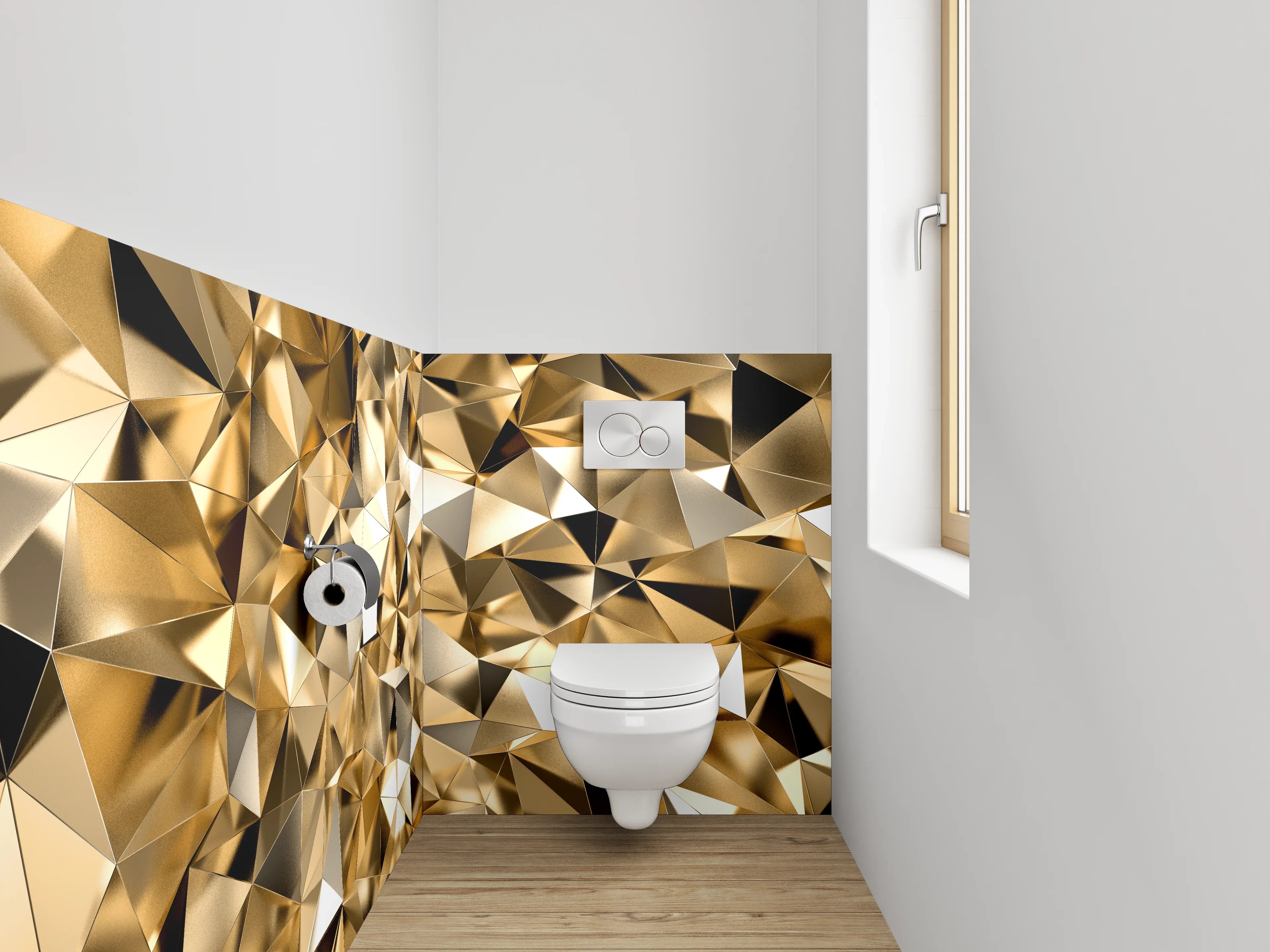 WC-Rückwand - Goldene abstrakte Glanzmuster Design
