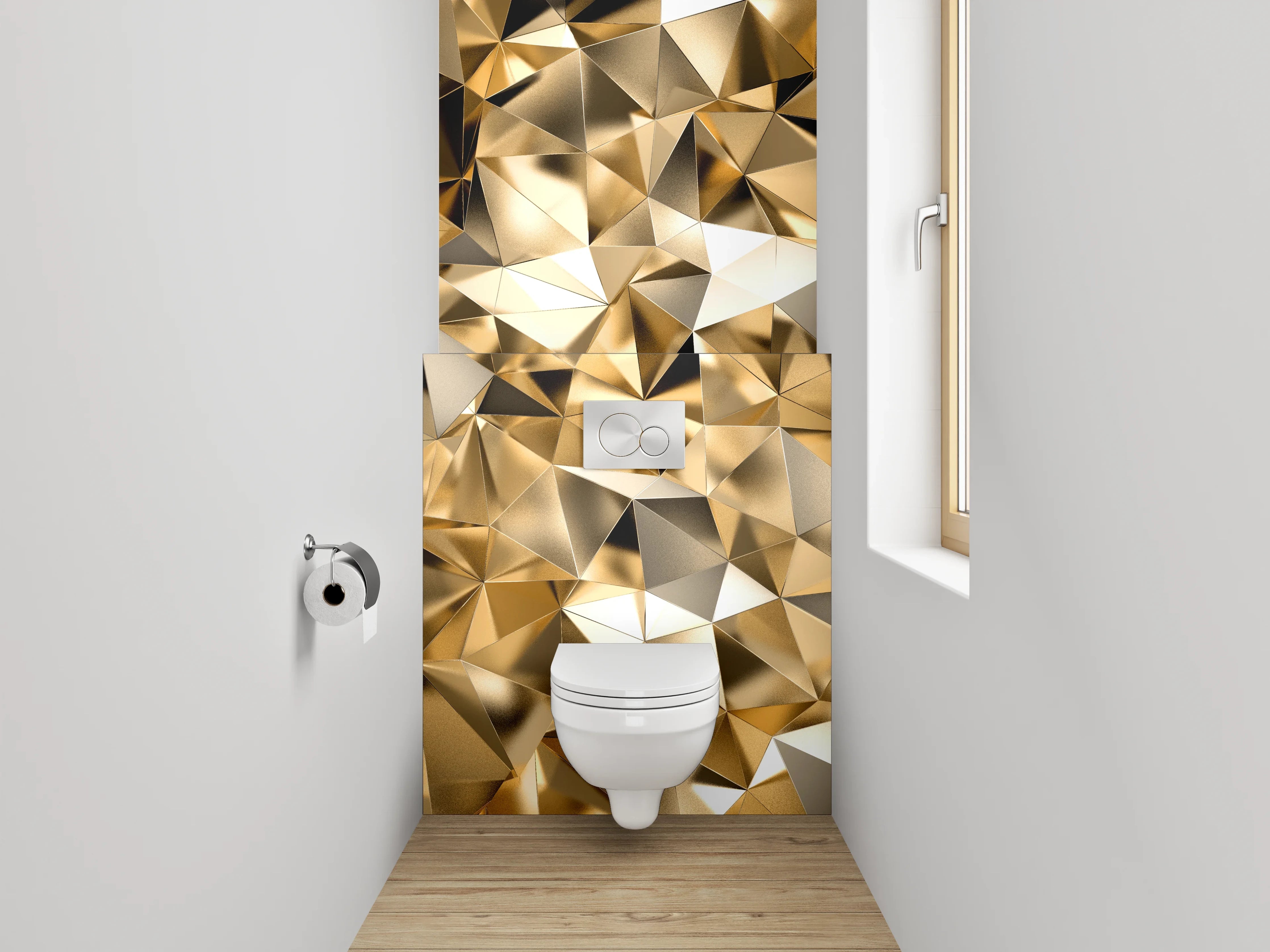 WC-Rückwand - Goldene abstrakte Glanzmuster Design