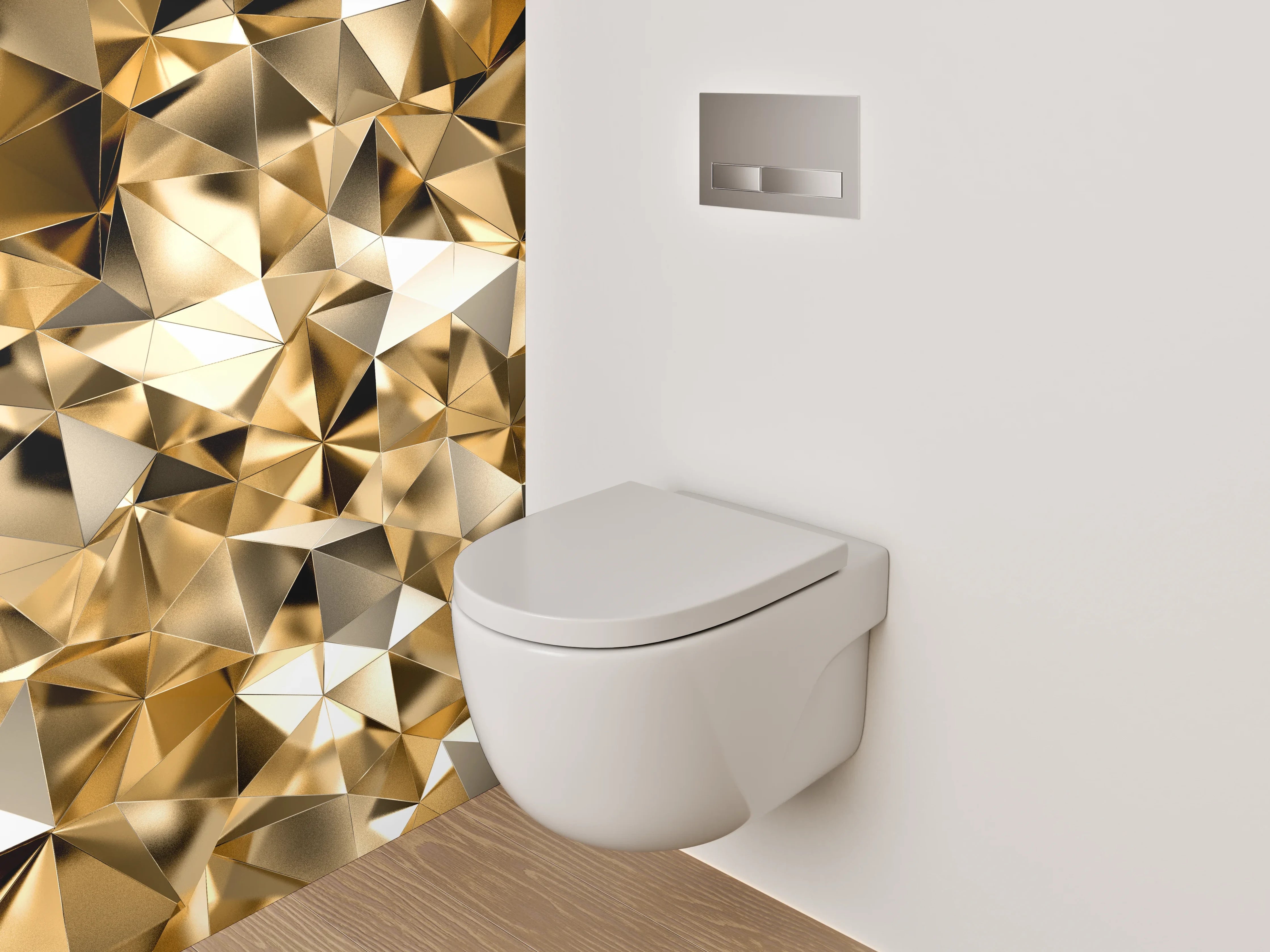 WC-Rückwand - Goldene abstrakte Glanzmuster Design