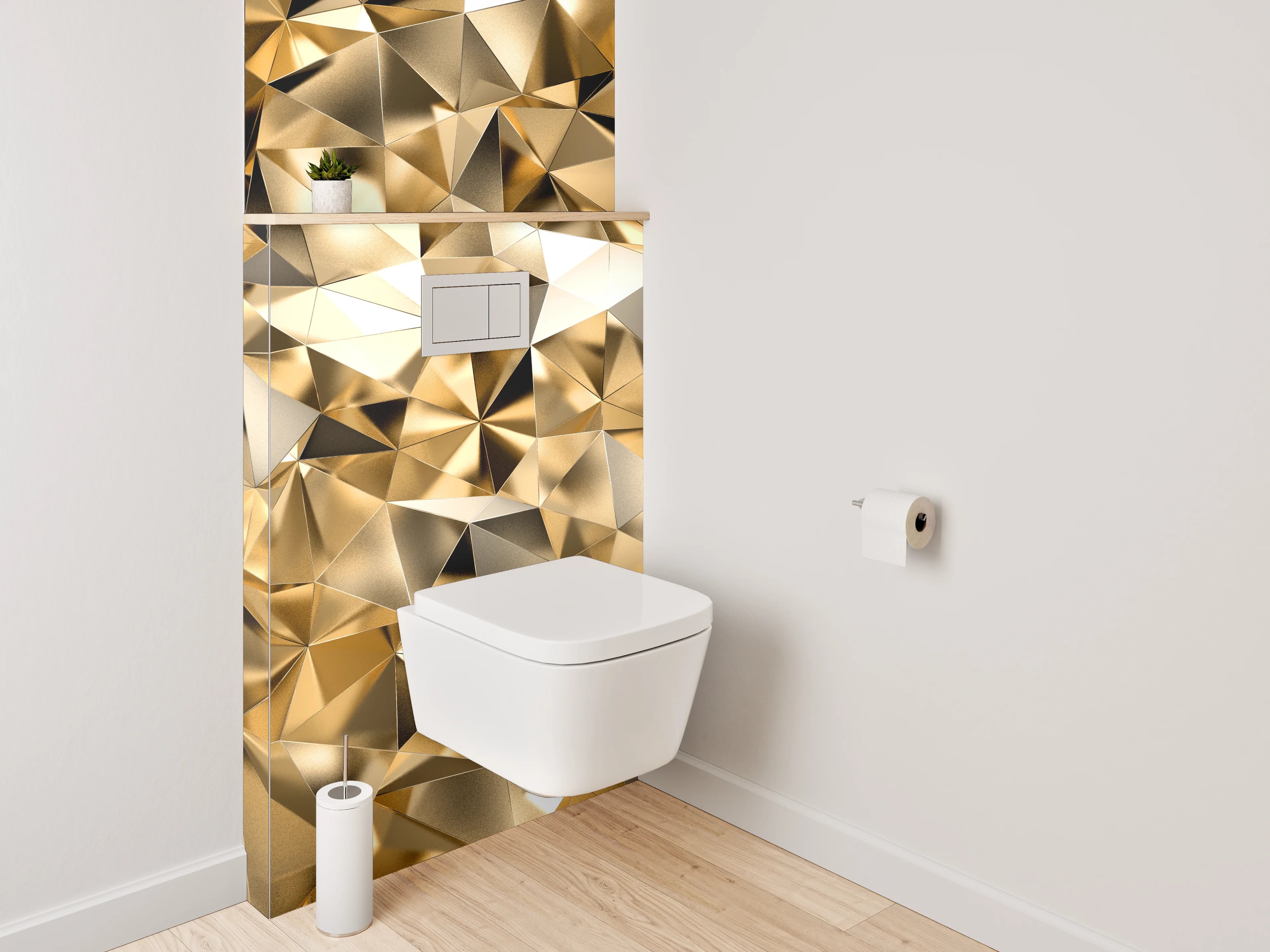 WC-Rückwand - Goldene abstrakte Glanzmuster Design