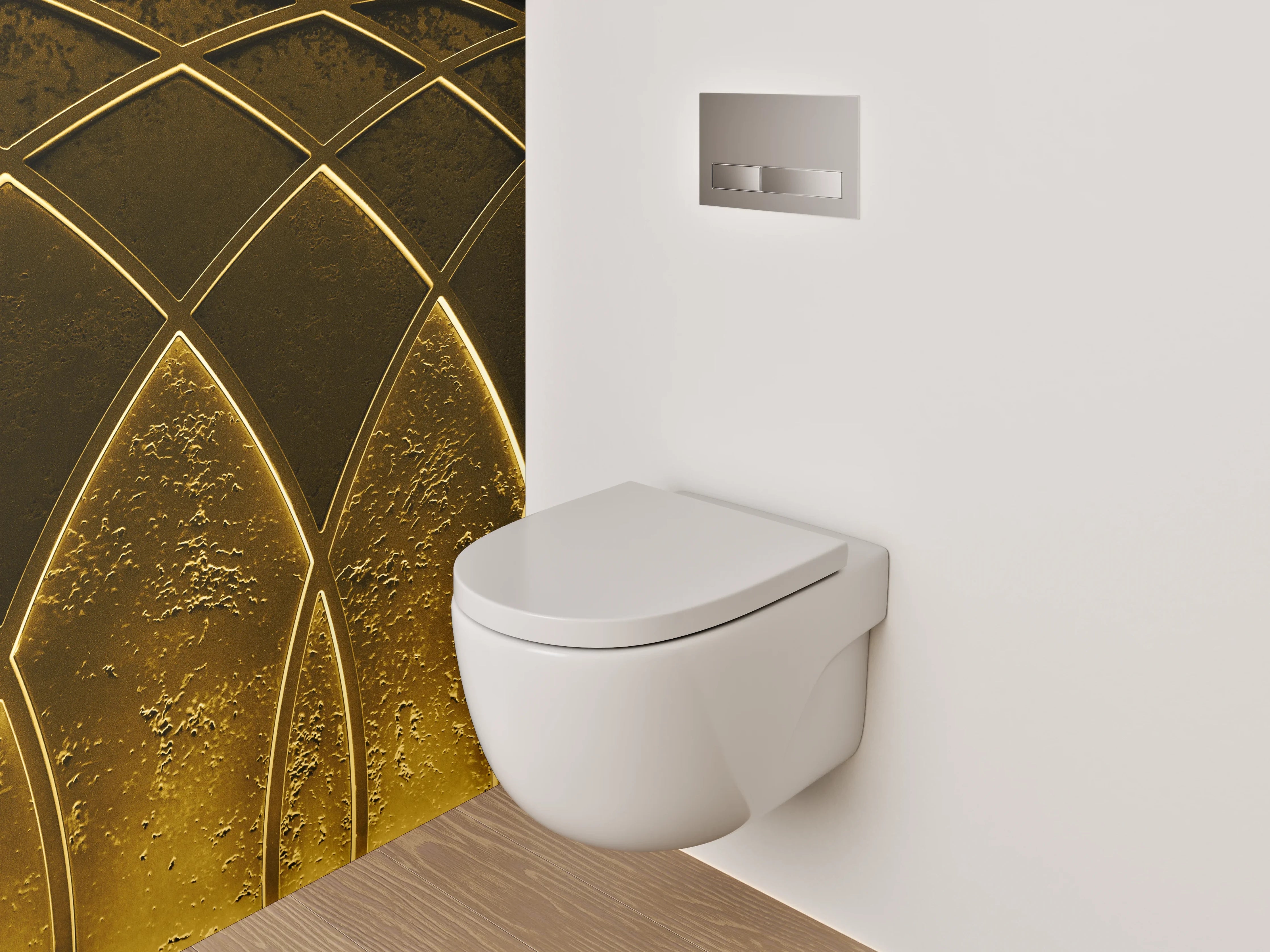 WC-Rückwand - Goldene abstrakte Muster-Wand