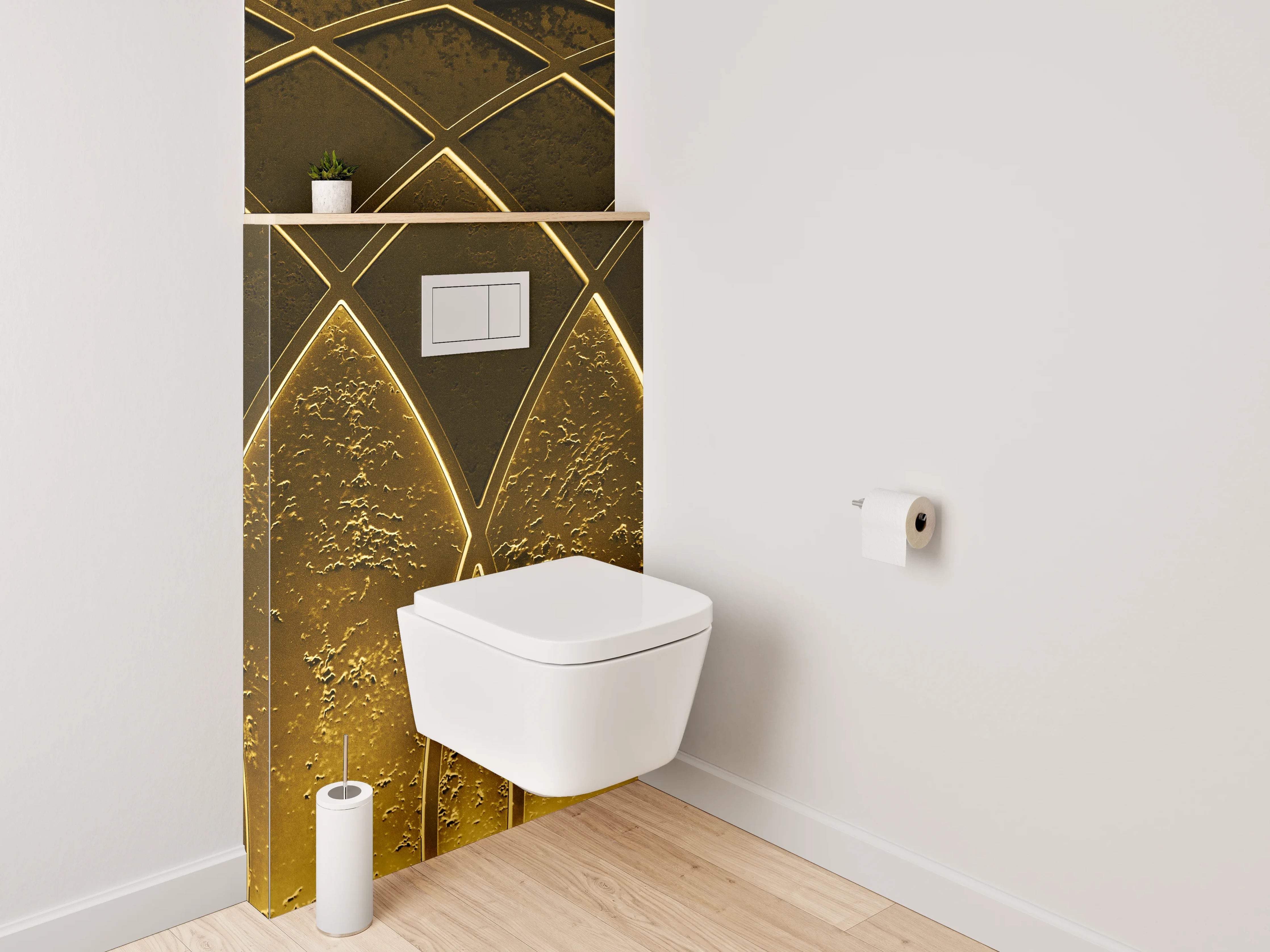 WC-Rückwand - Goldene abstrakte Muster-Wand