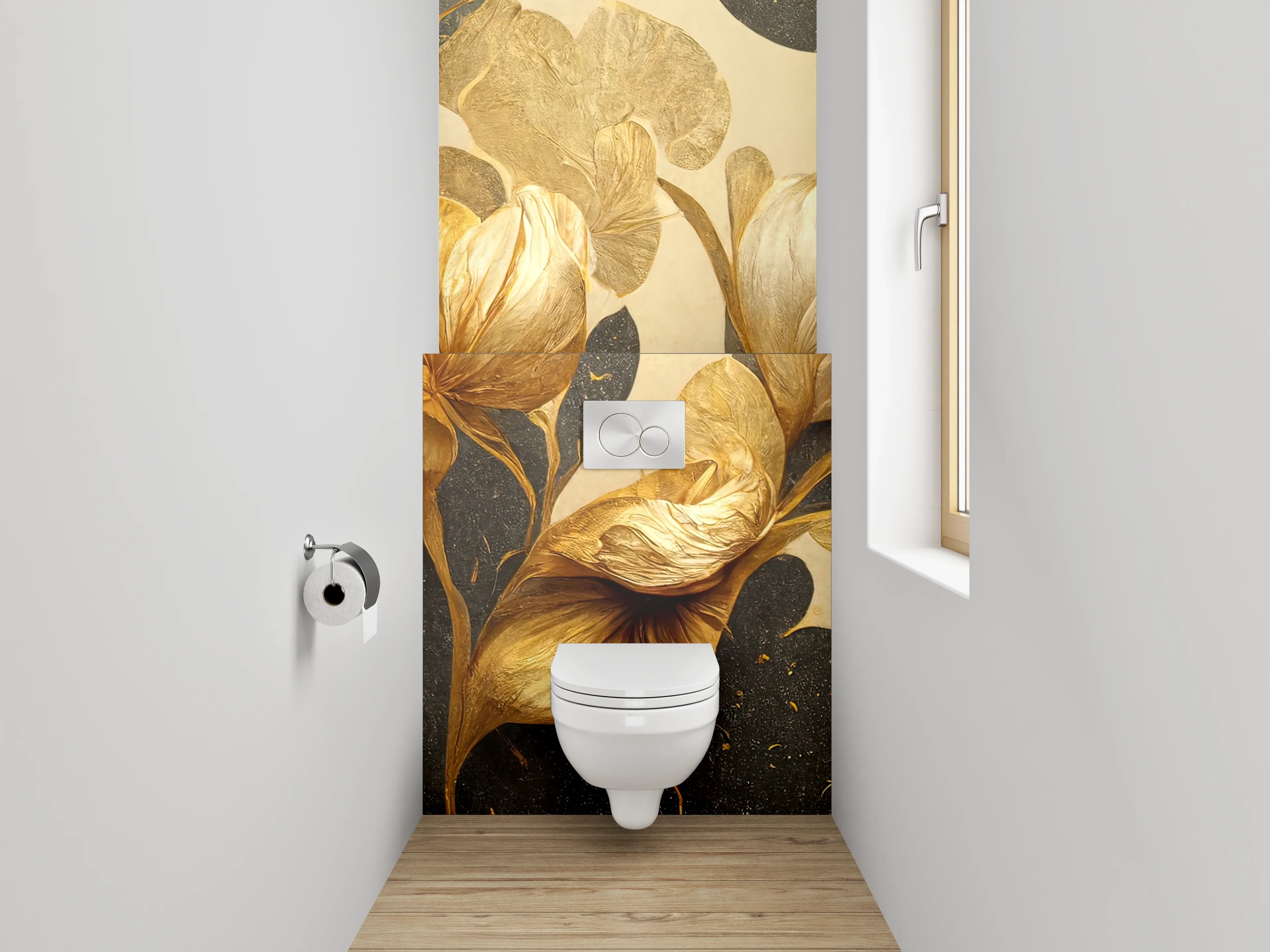 WC-Rückwand - Goldene florale Eleganz Illustration
