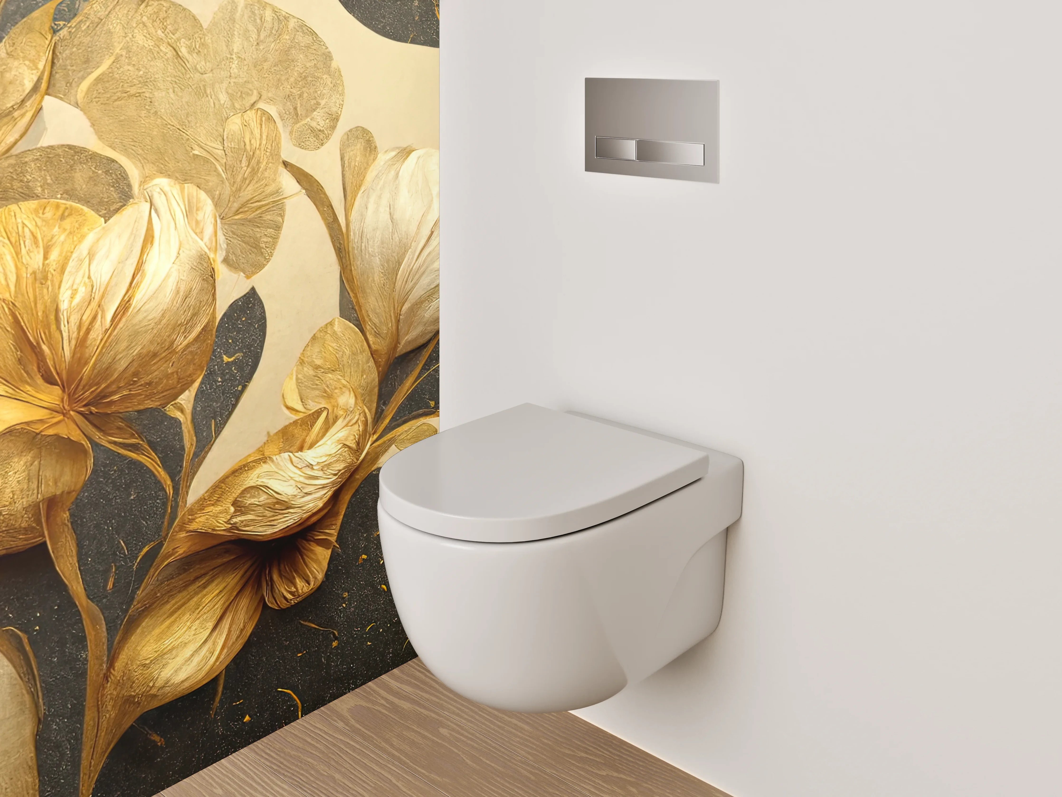 WC-Rückwand - Goldene florale Eleganz Illustration