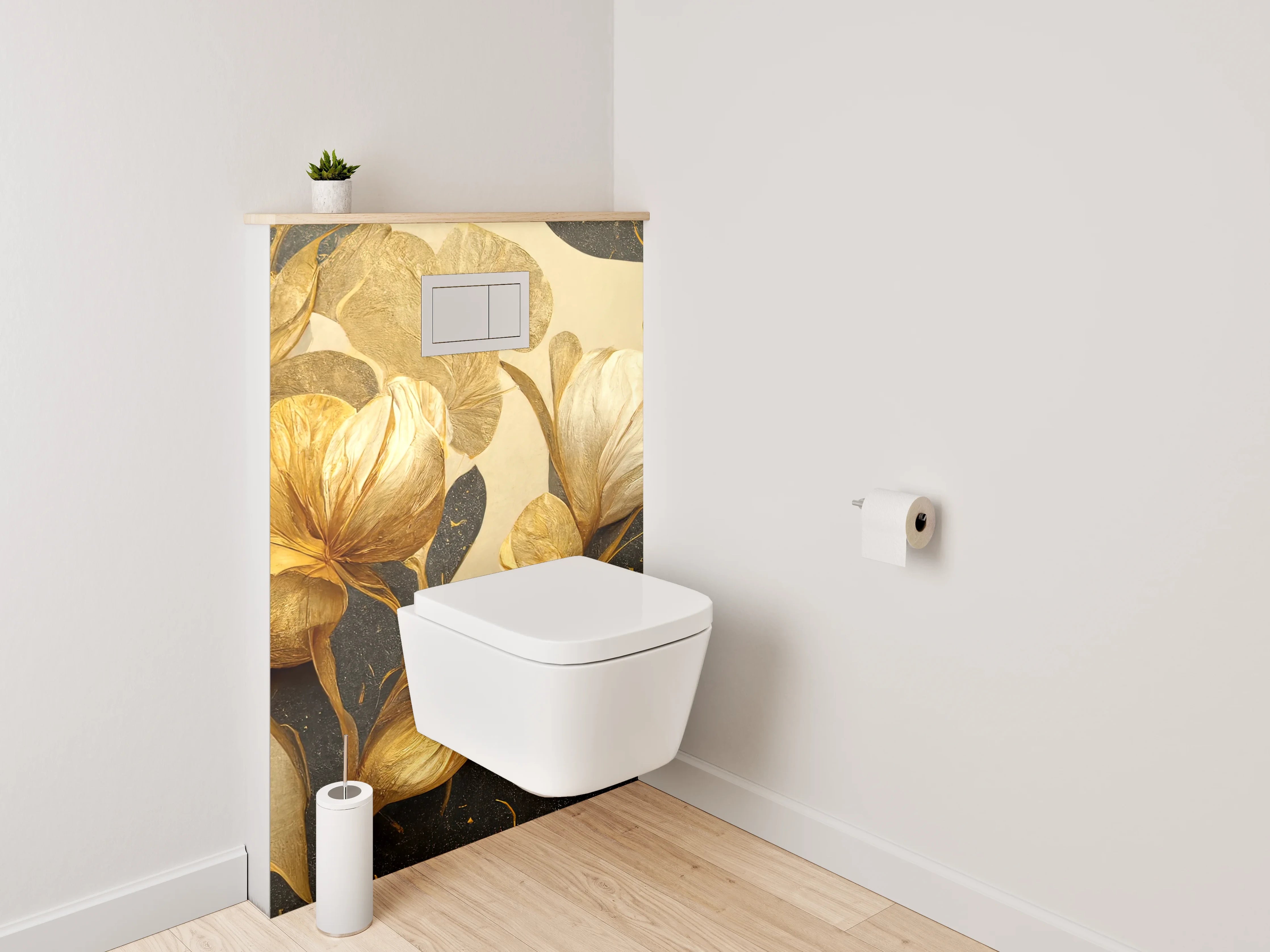 WC-Rückwand - Goldene florale Eleganz Illustration