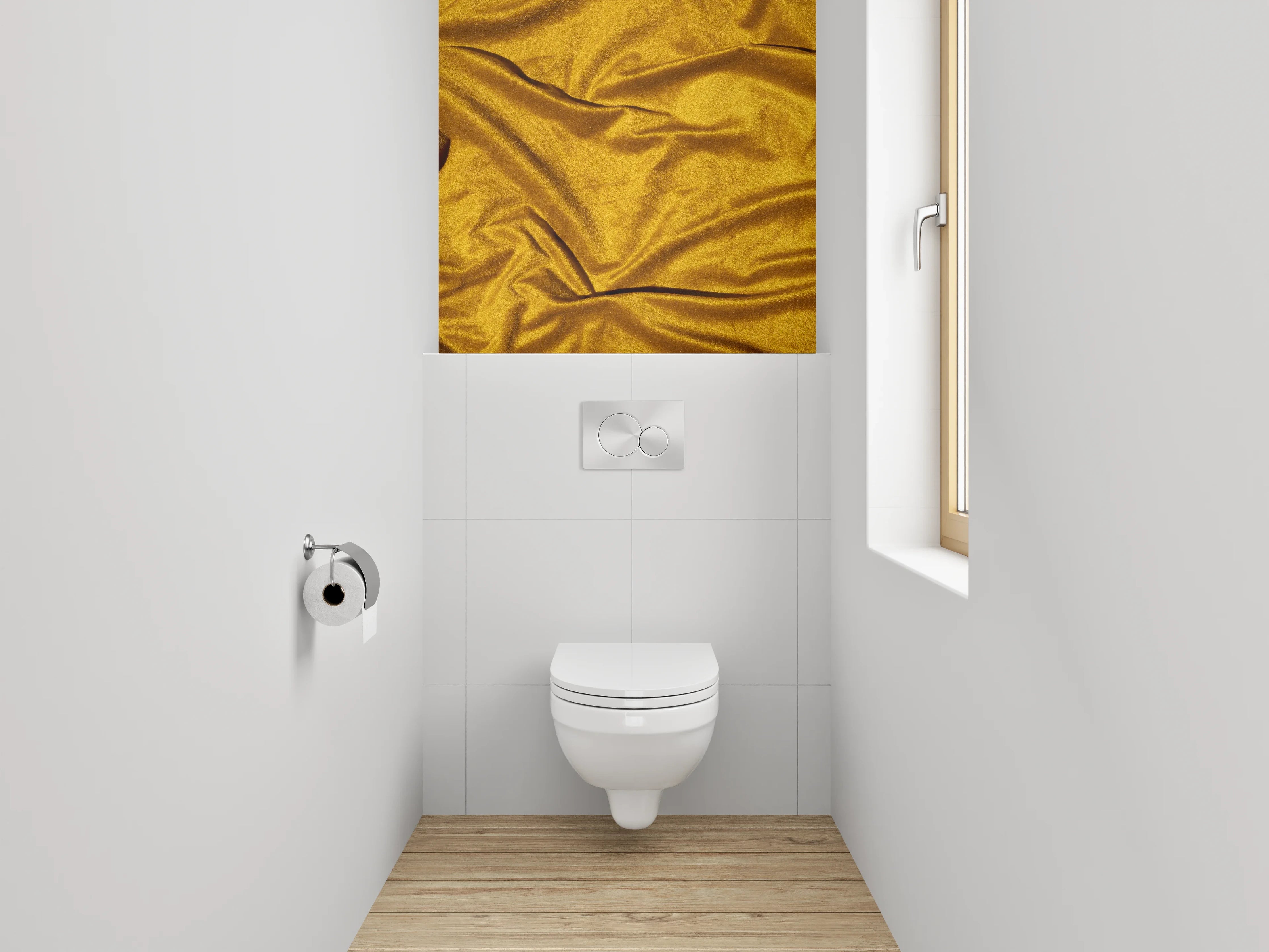 WC-Rückwand - Goldener Samt Stoff Textur Dekor