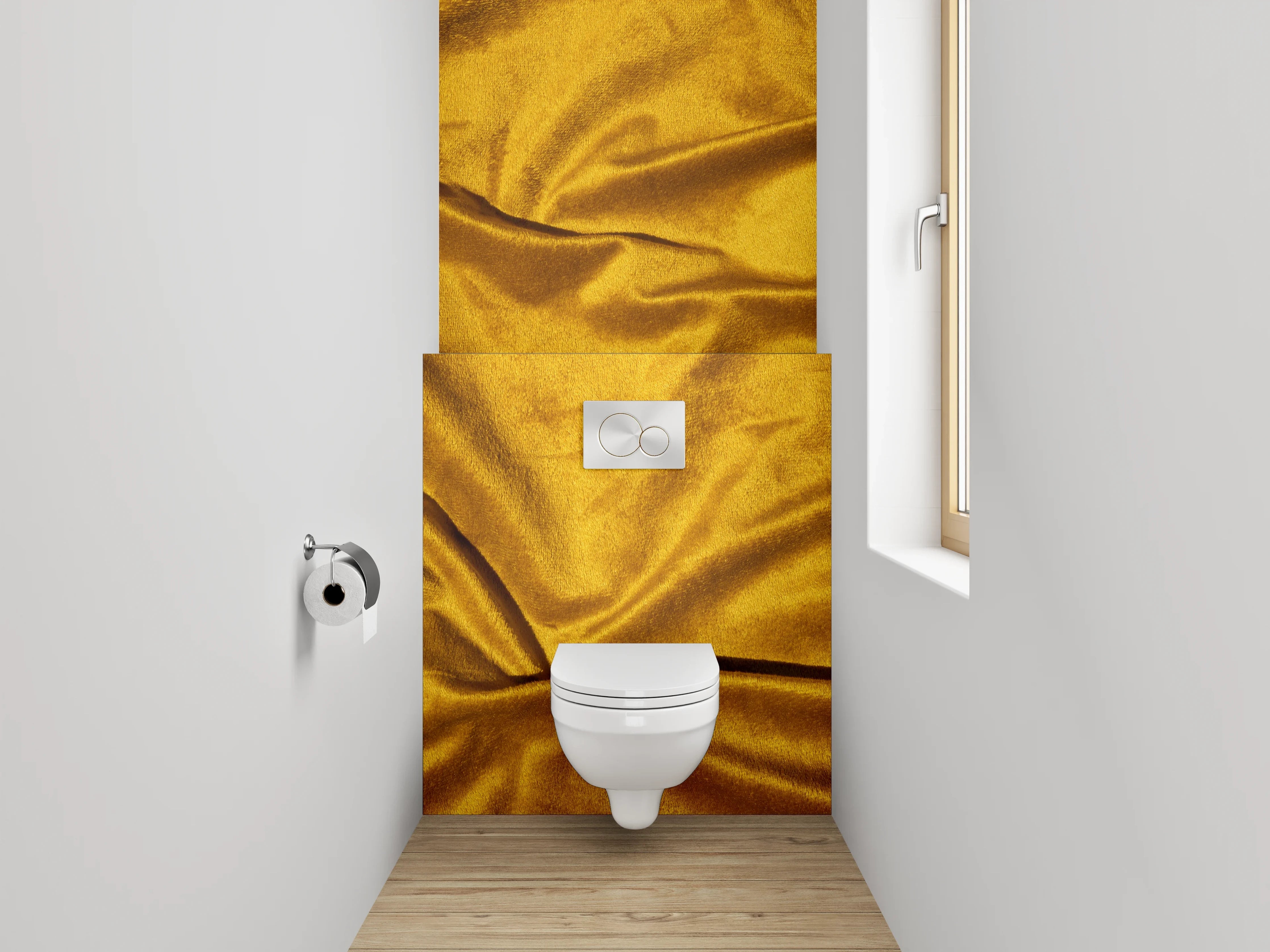 WC-Rückwand - Goldener Samt Stoff Textur Dekor