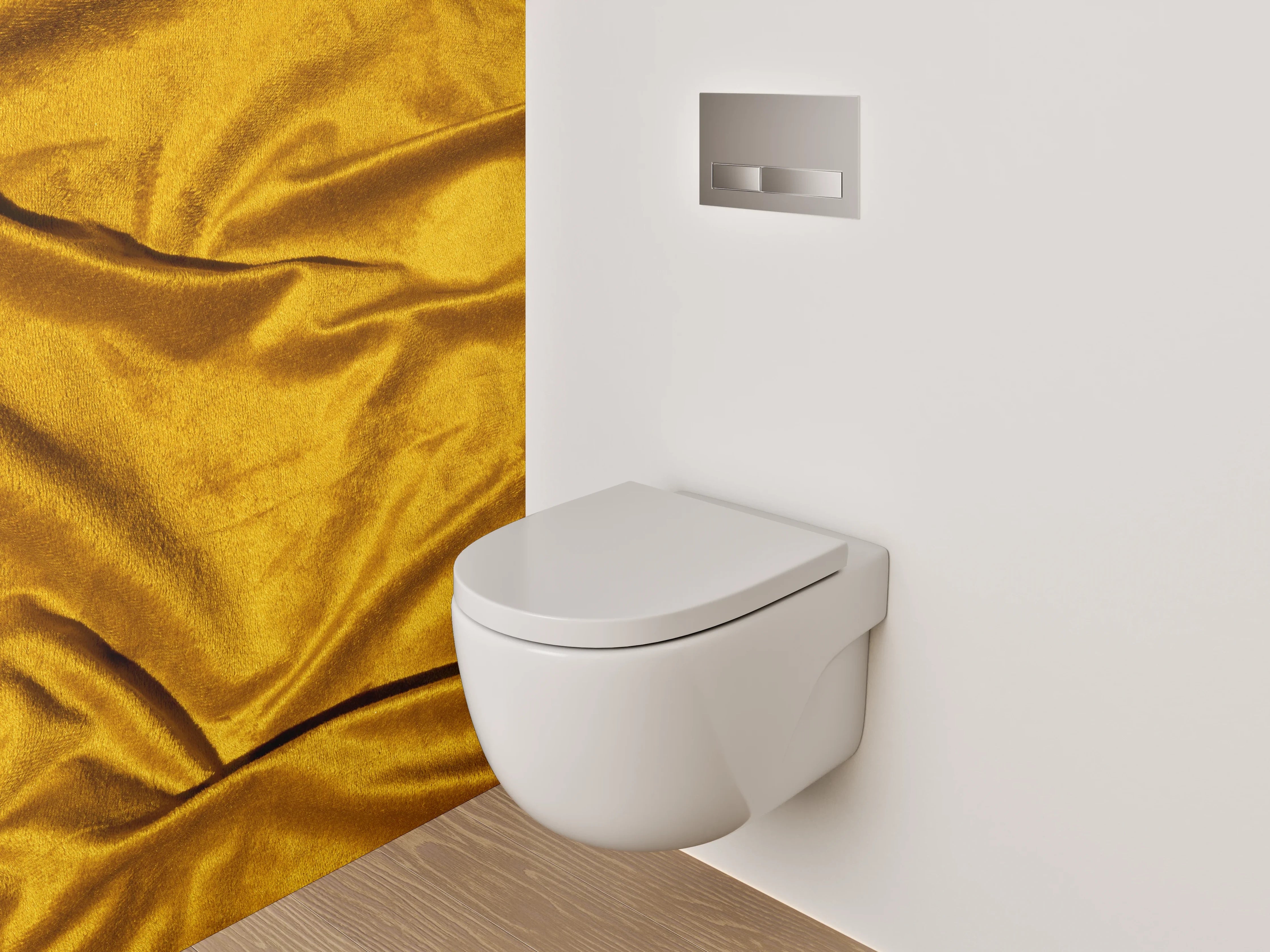 WC-Rückwand - Goldener Samt Stoff Textur Dekor