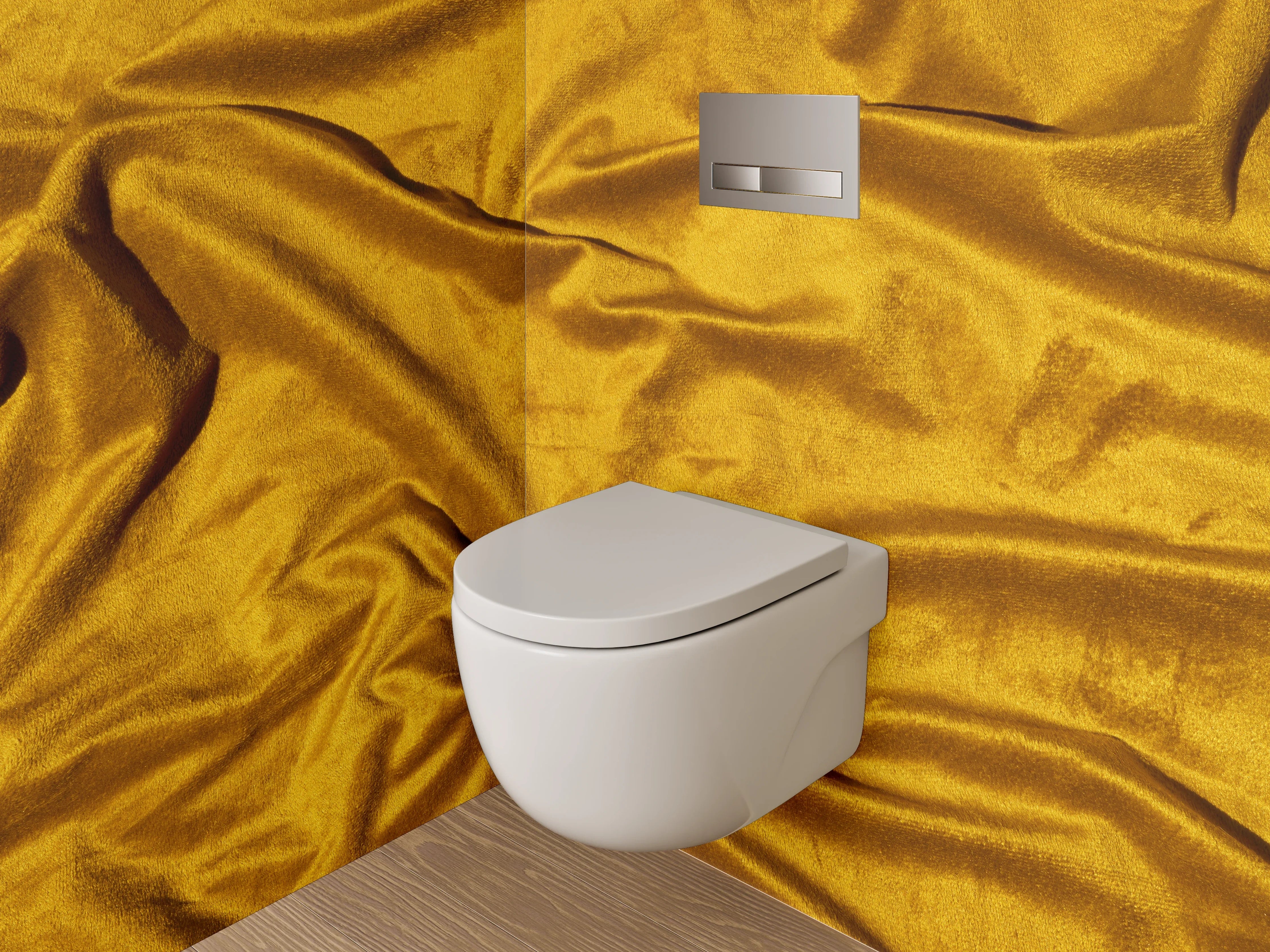 WC-Rückwand - Goldener Samt Stoff Textur Dekor