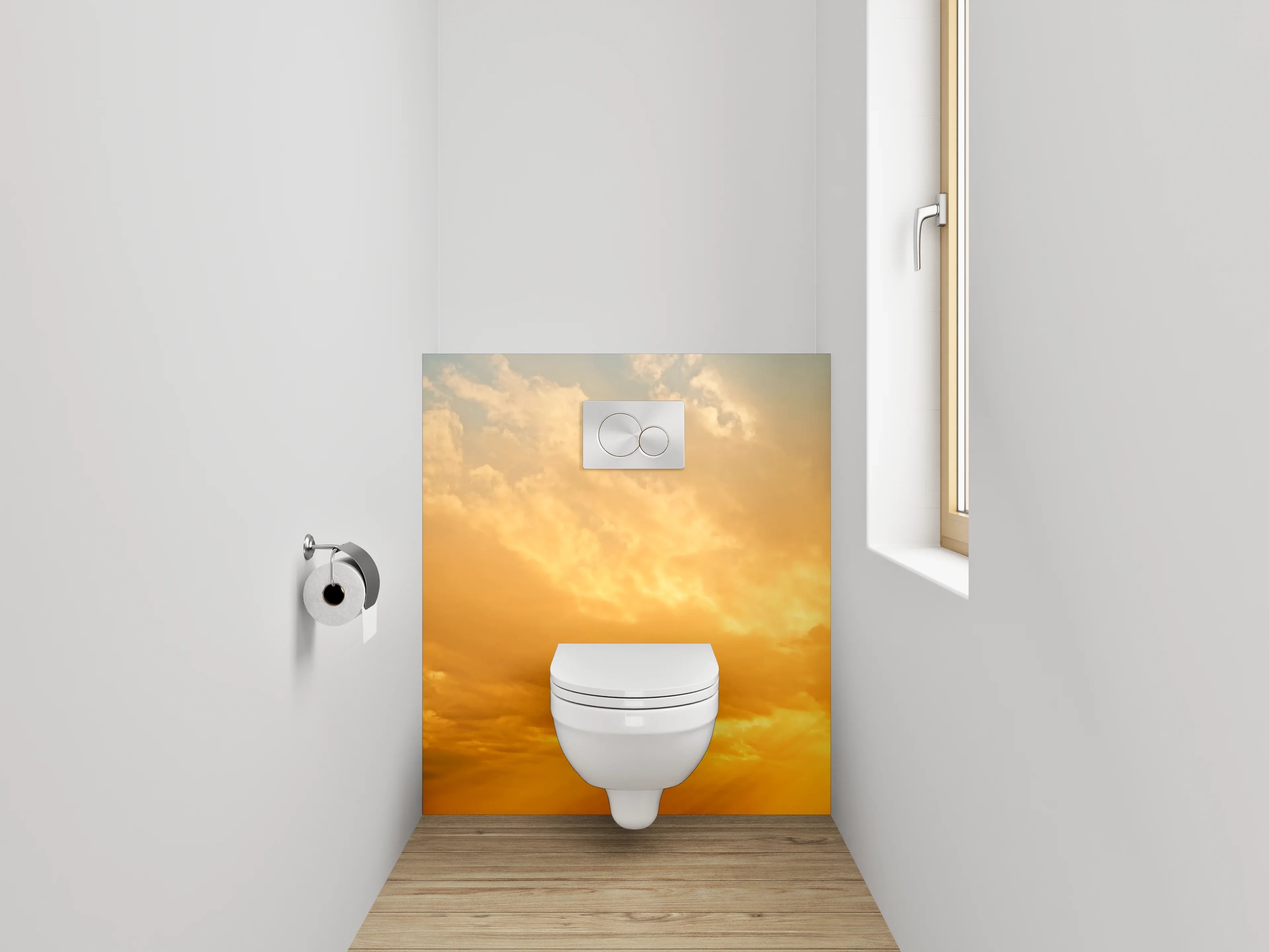 WC-Rückwand - Goldener Sonnenaufgang am Himmel