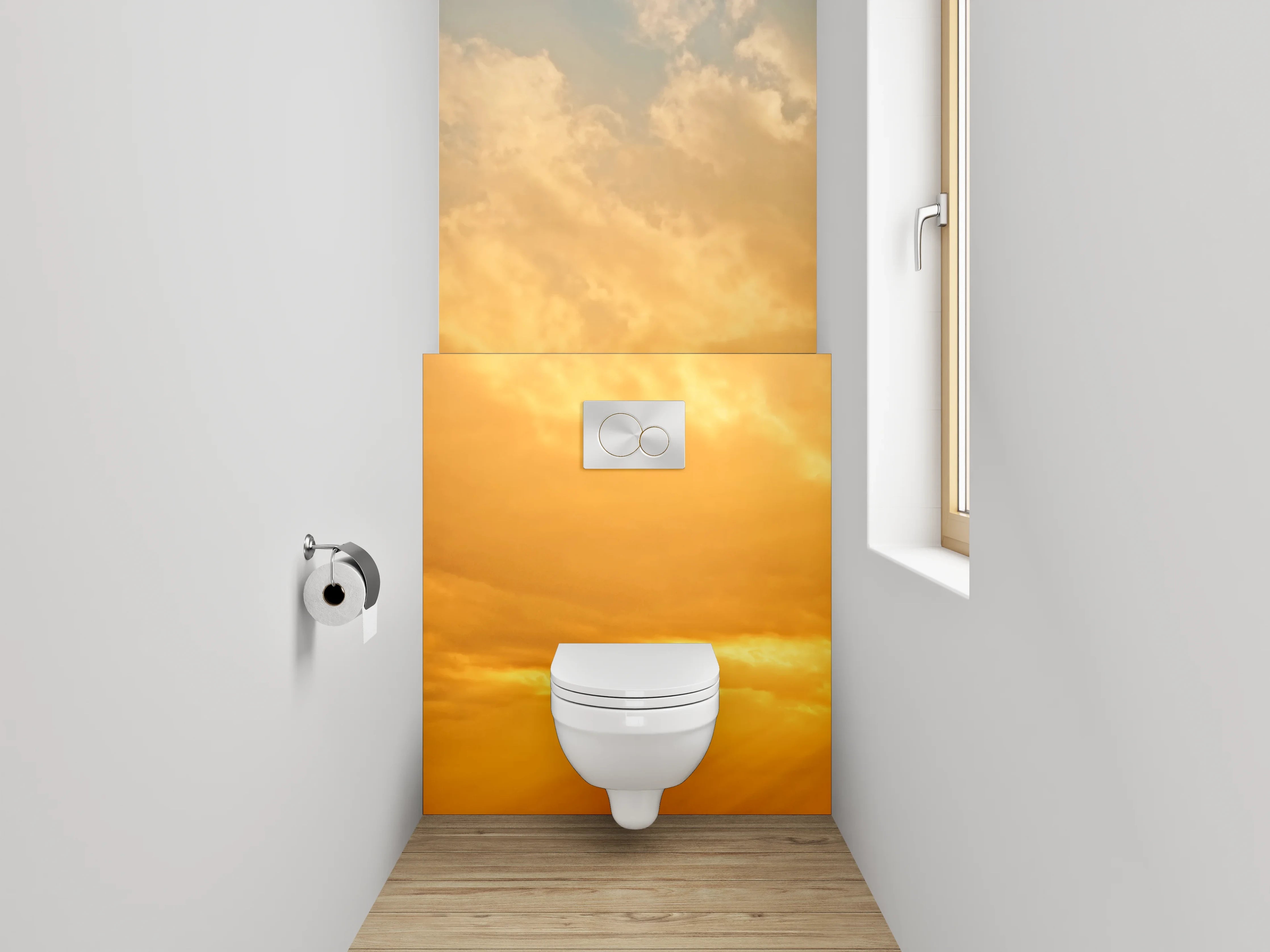 WC-Rückwand - Goldener Sonnenaufgang am Himmel