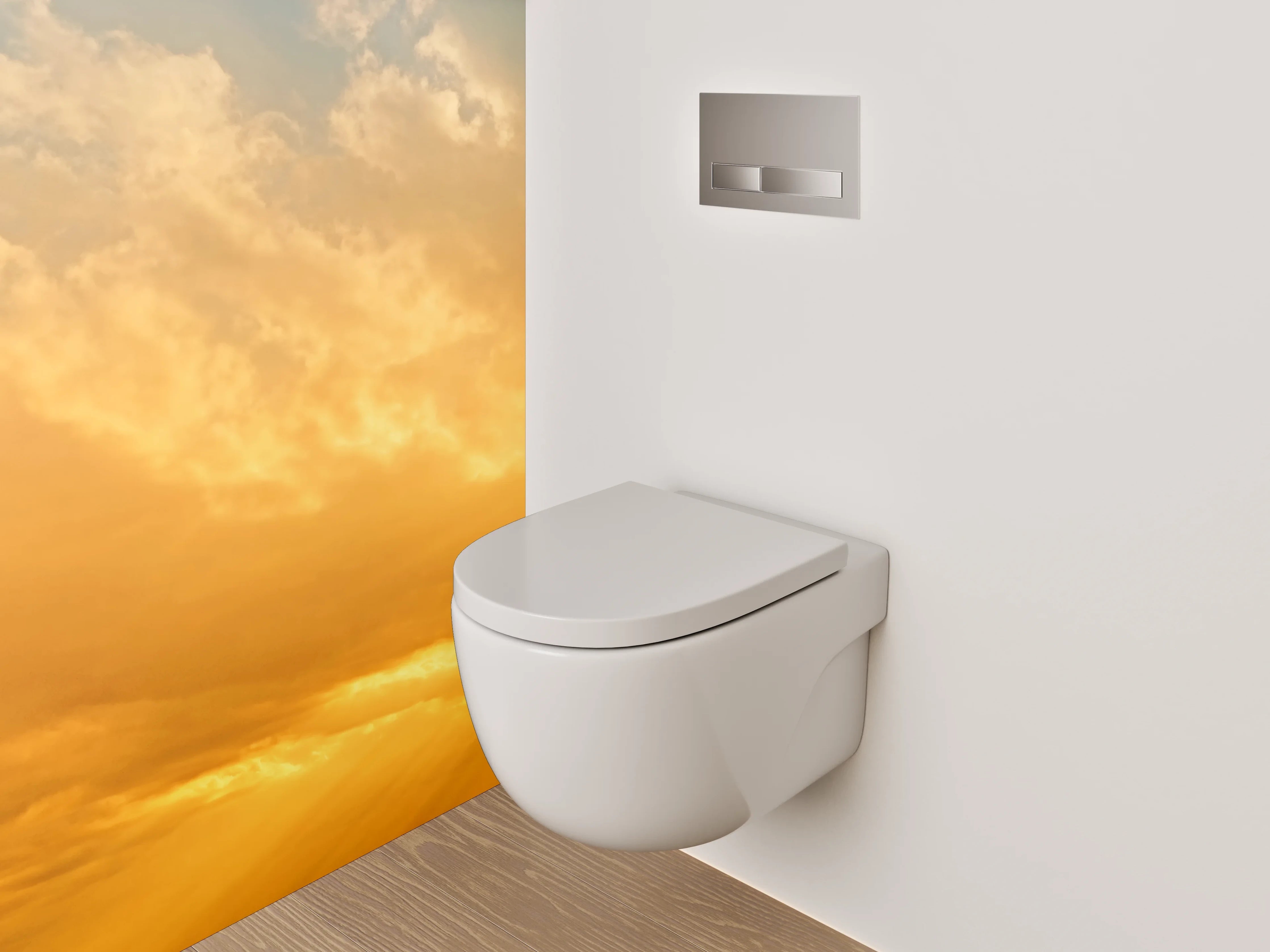 WC-Rückwand - Goldener Sonnenaufgang am Himmel