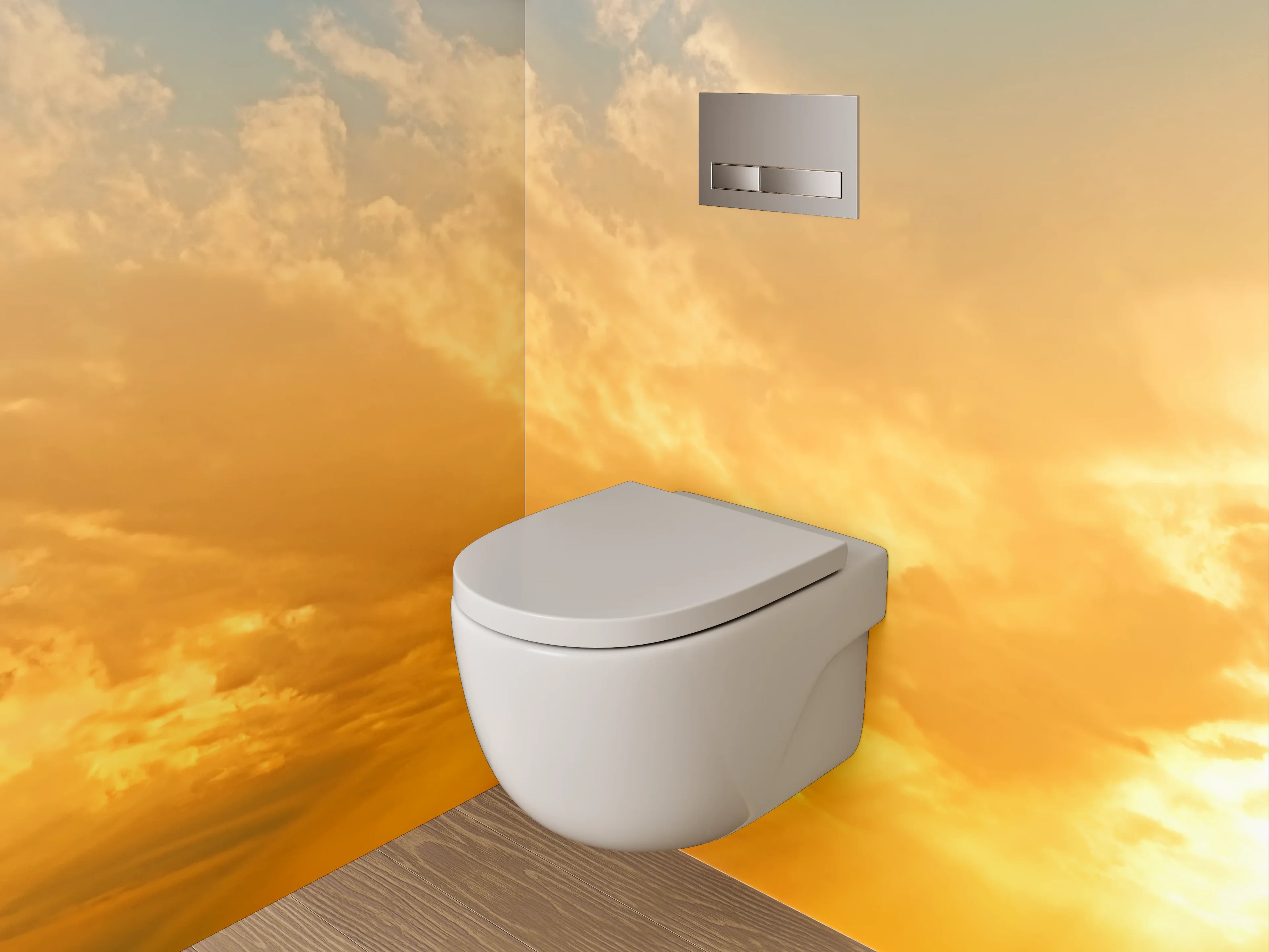 WC-Rückwand - Goldener Sonnenaufgang am Himmel