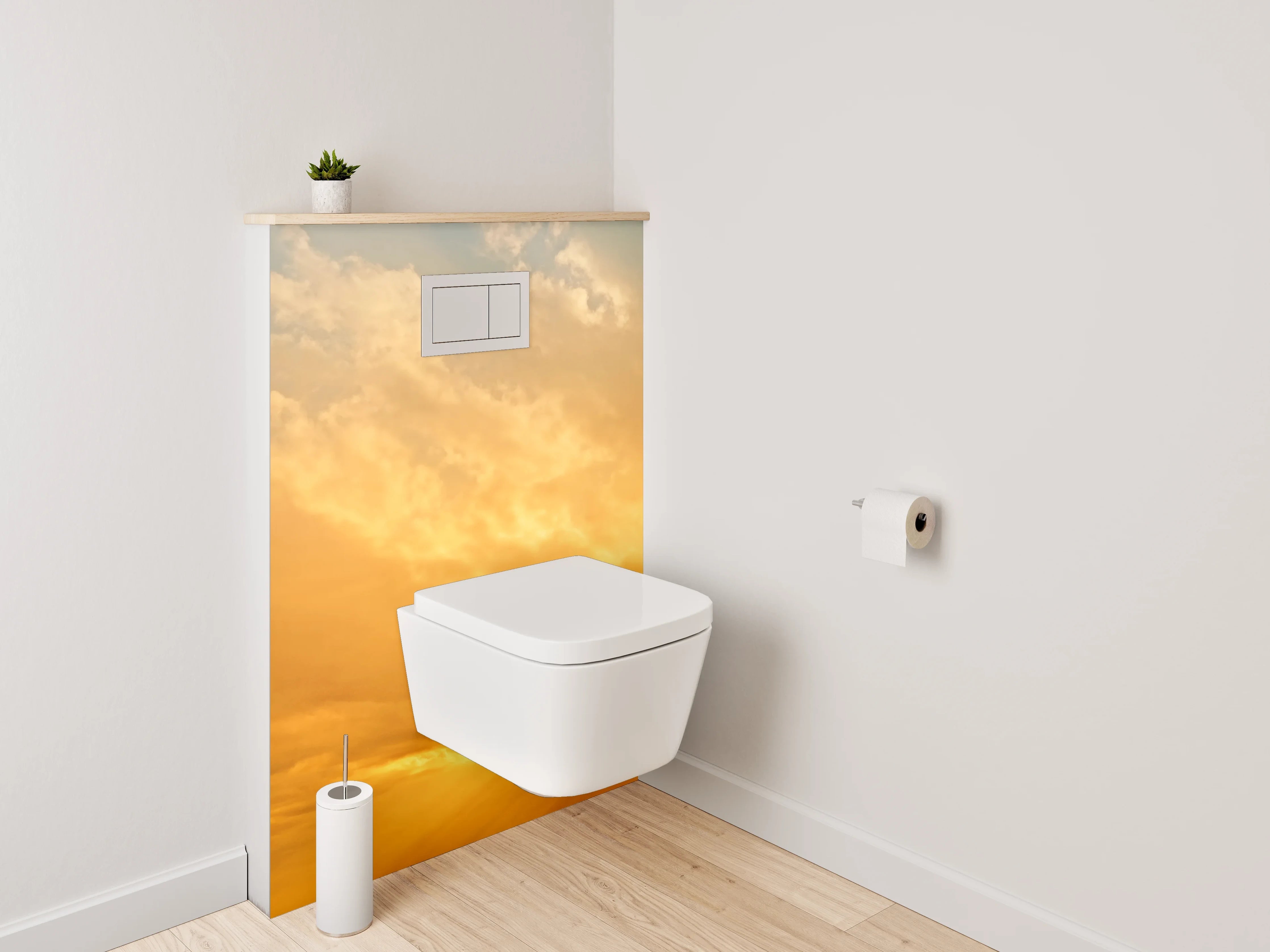 WC-Rückwand - Goldener Sonnenaufgang am Himmel