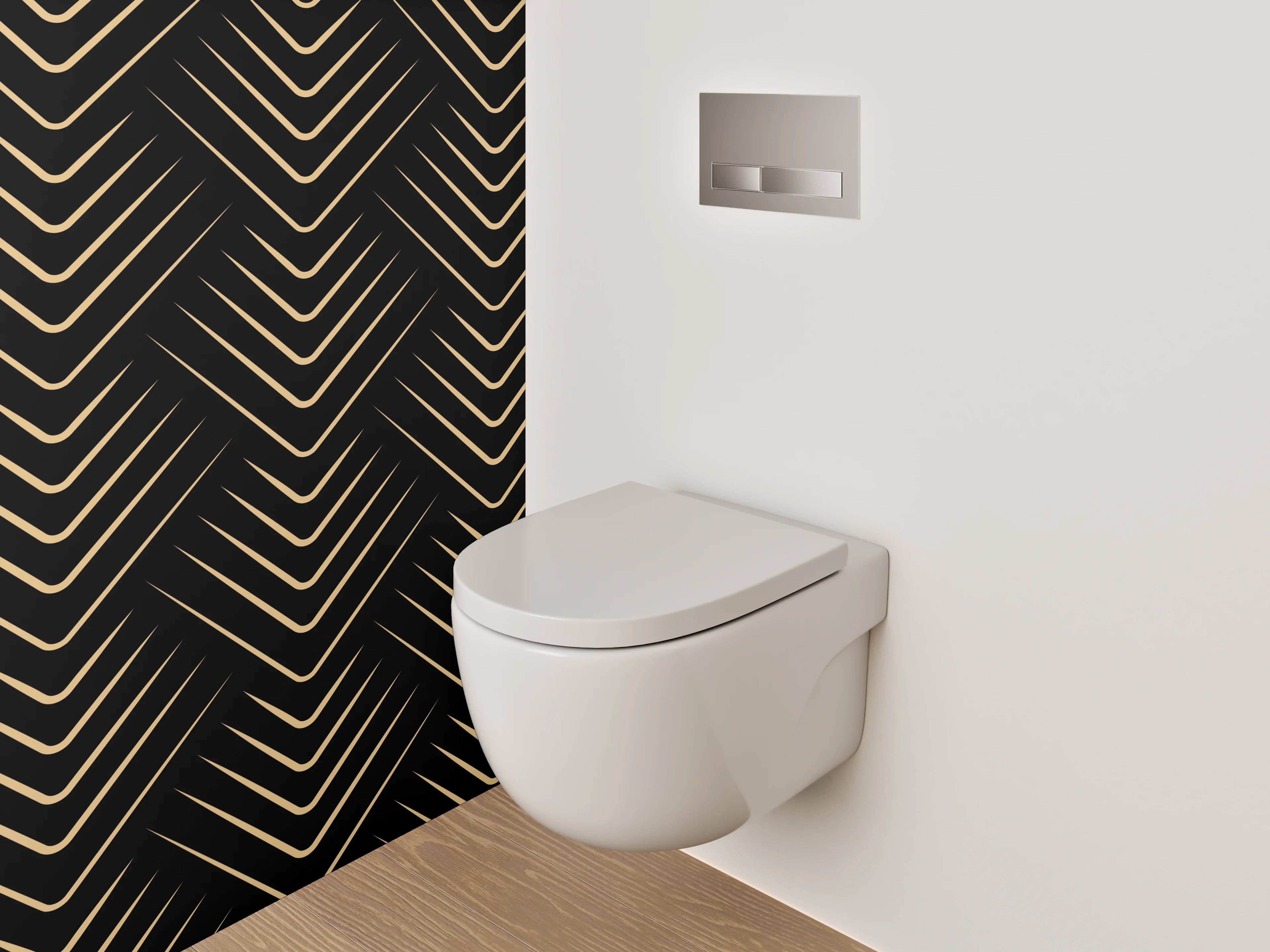 WC-Rückwand - Goldenes Art Deco Linienmuster