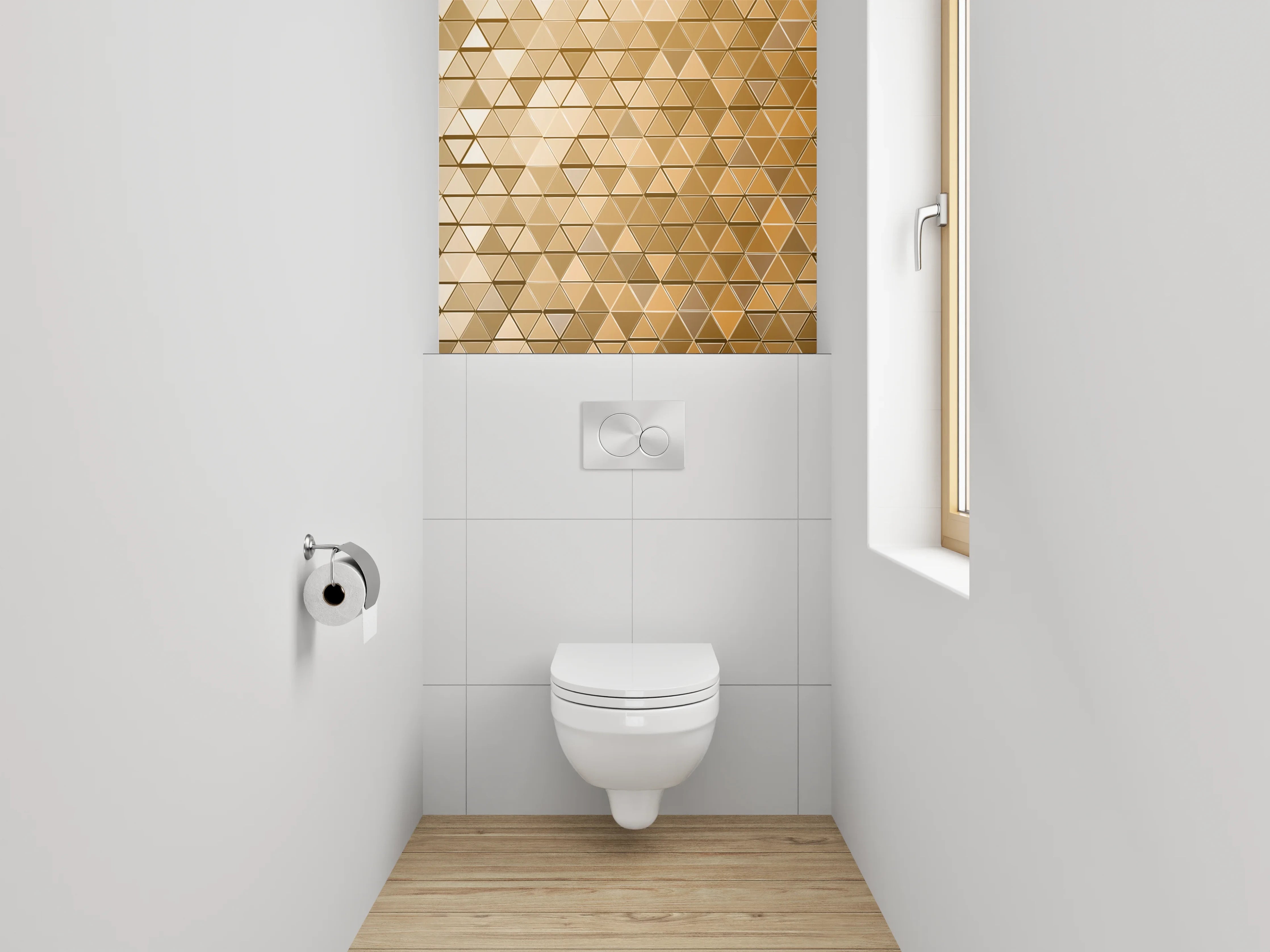 WC-Rückwand - Goldenes Dreieck-Mosaik Muster