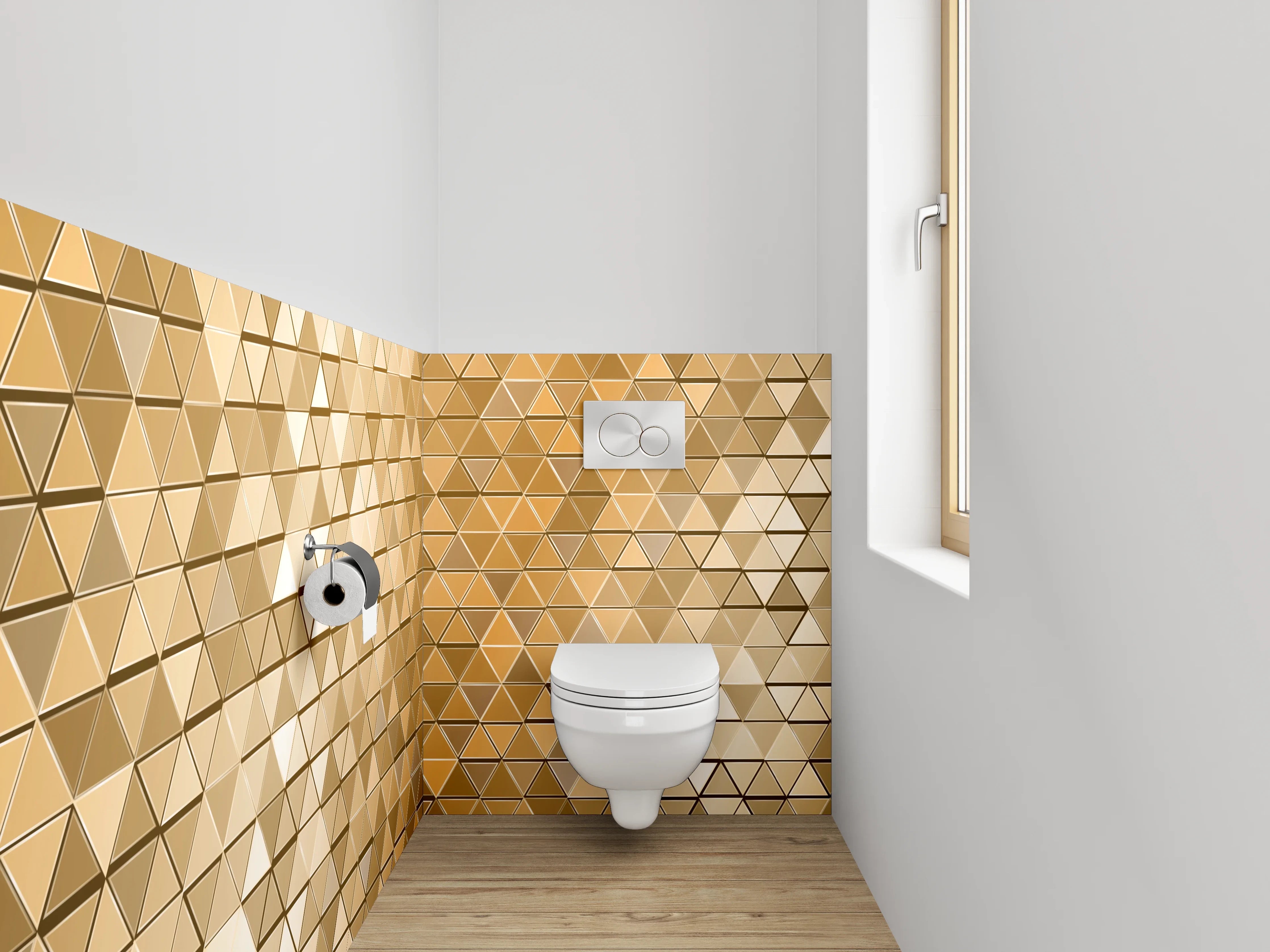 WC-Rückwand - Goldenes Dreieck-Mosaik Muster