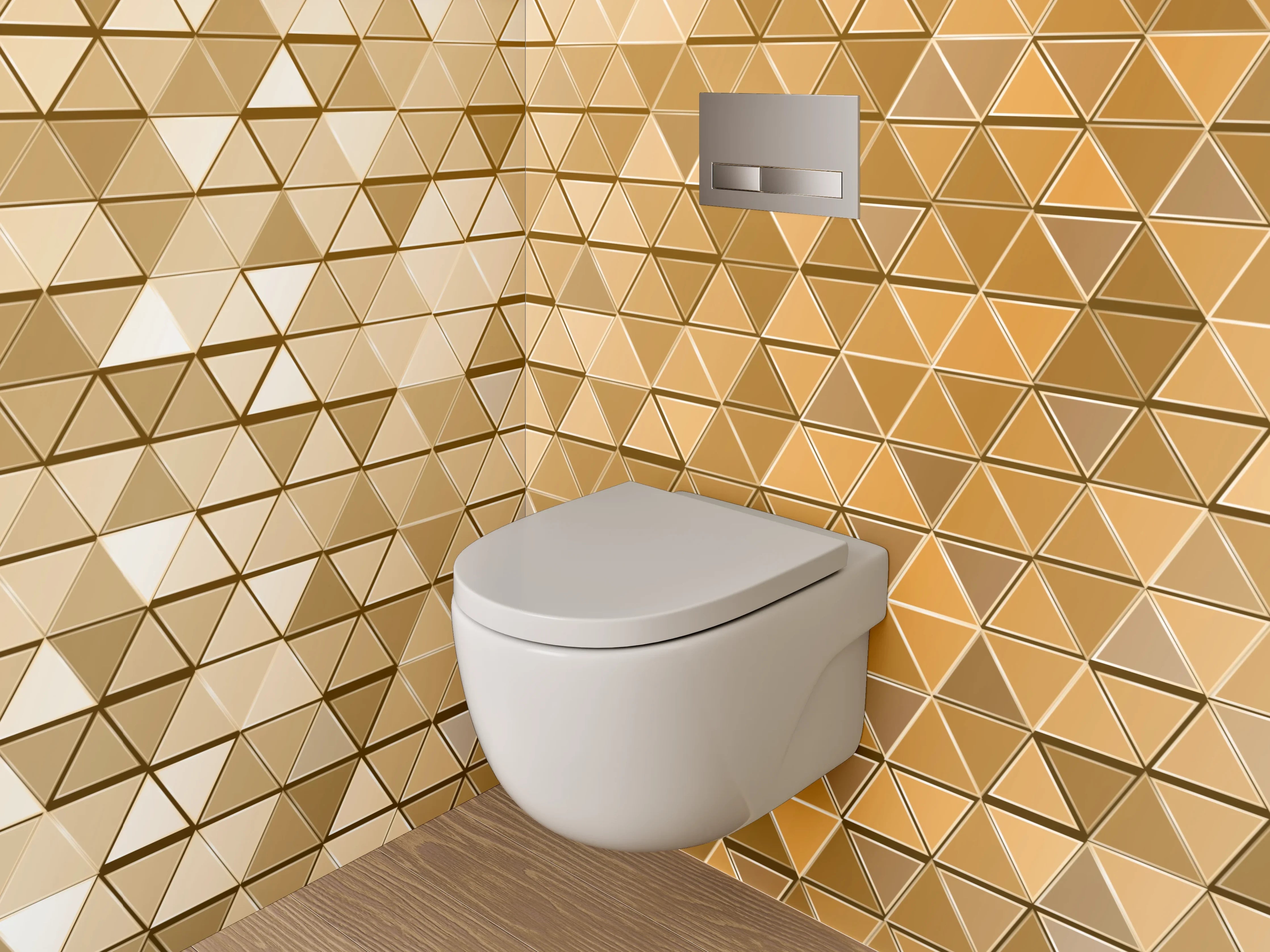 WC-Rückwand - Goldenes Dreieck-Mosaik Muster