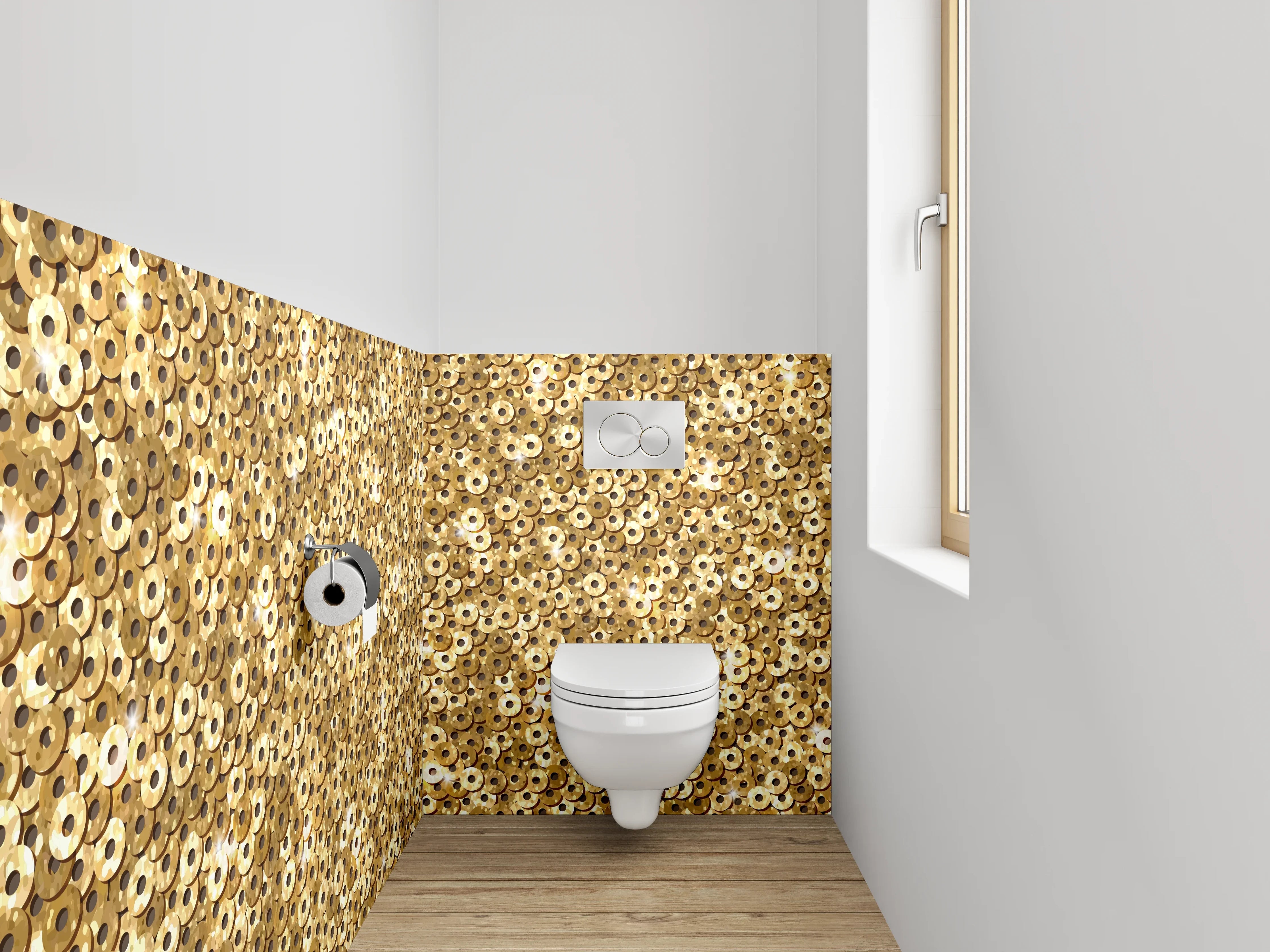WC-Rückwand - Goldenes Kreis-Mosaik Edeloptik