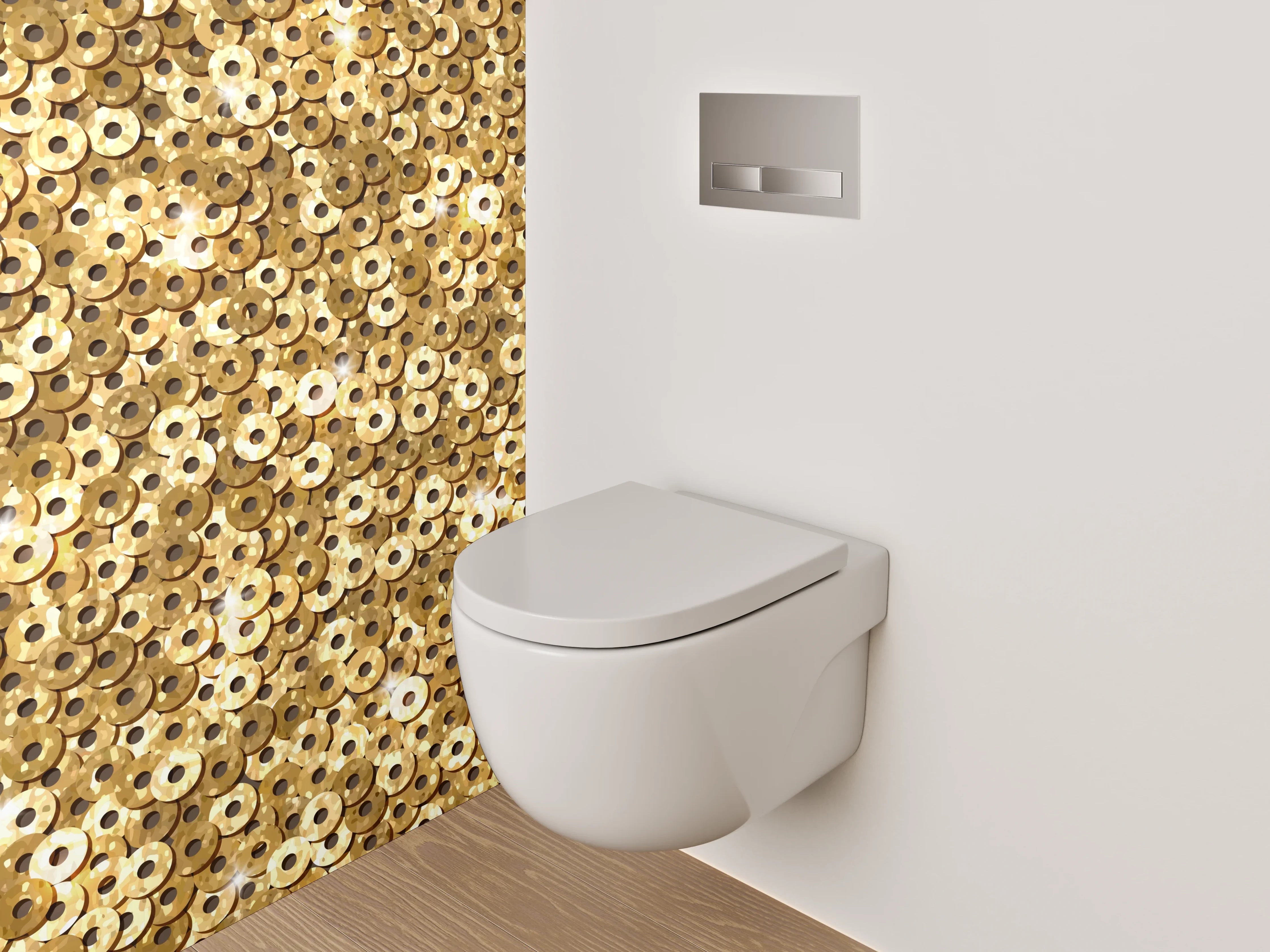 WC-Rückwand - Goldenes Kreis-Mosaik Edeloptik