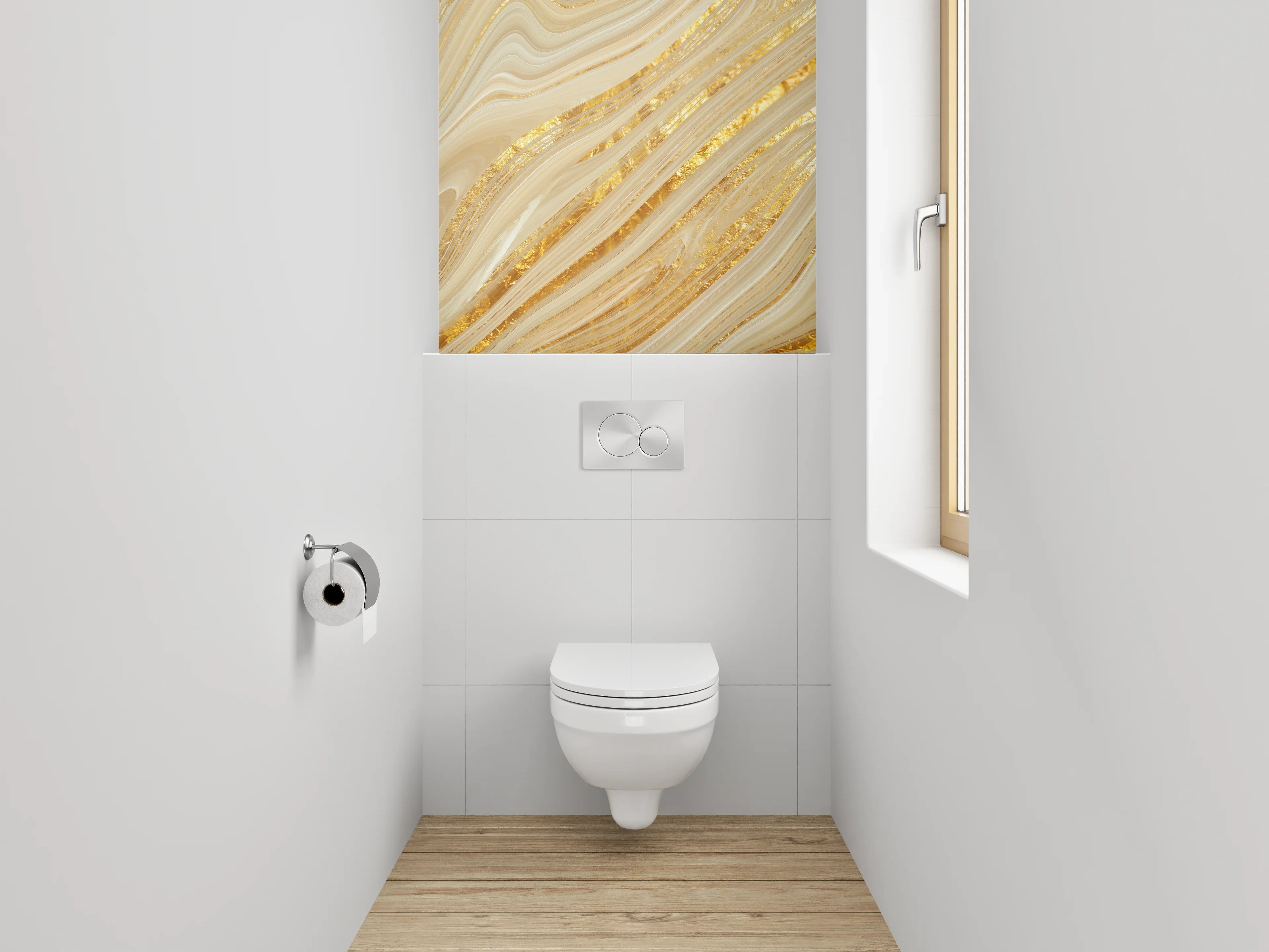 WC-Rückwand - Goldenes Marmor-Design Elegant