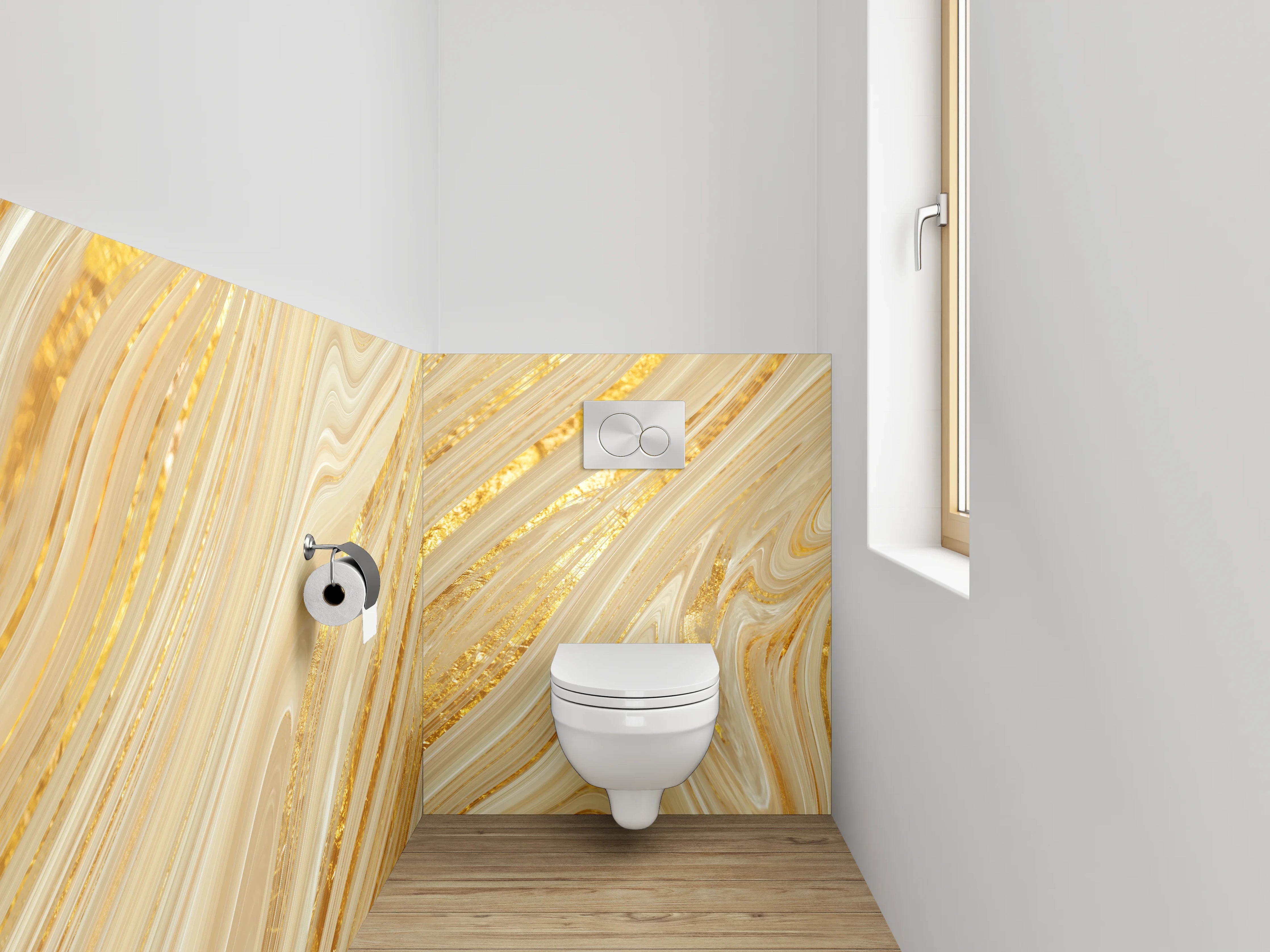 WC-Rückwand - Goldenes Marmor-Design Elegant