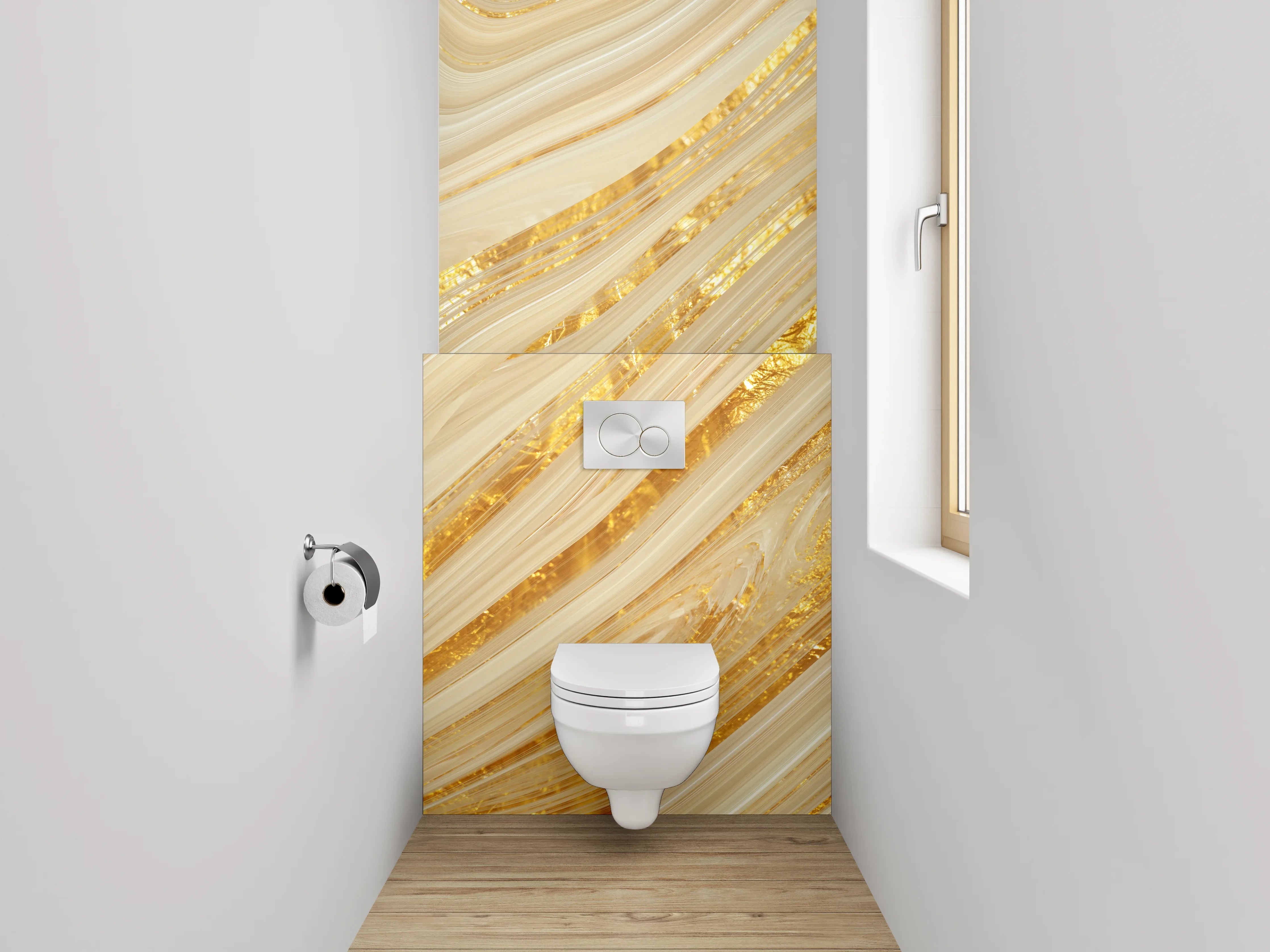 WC-Rückwand - Goldenes Marmor-Design Elegant