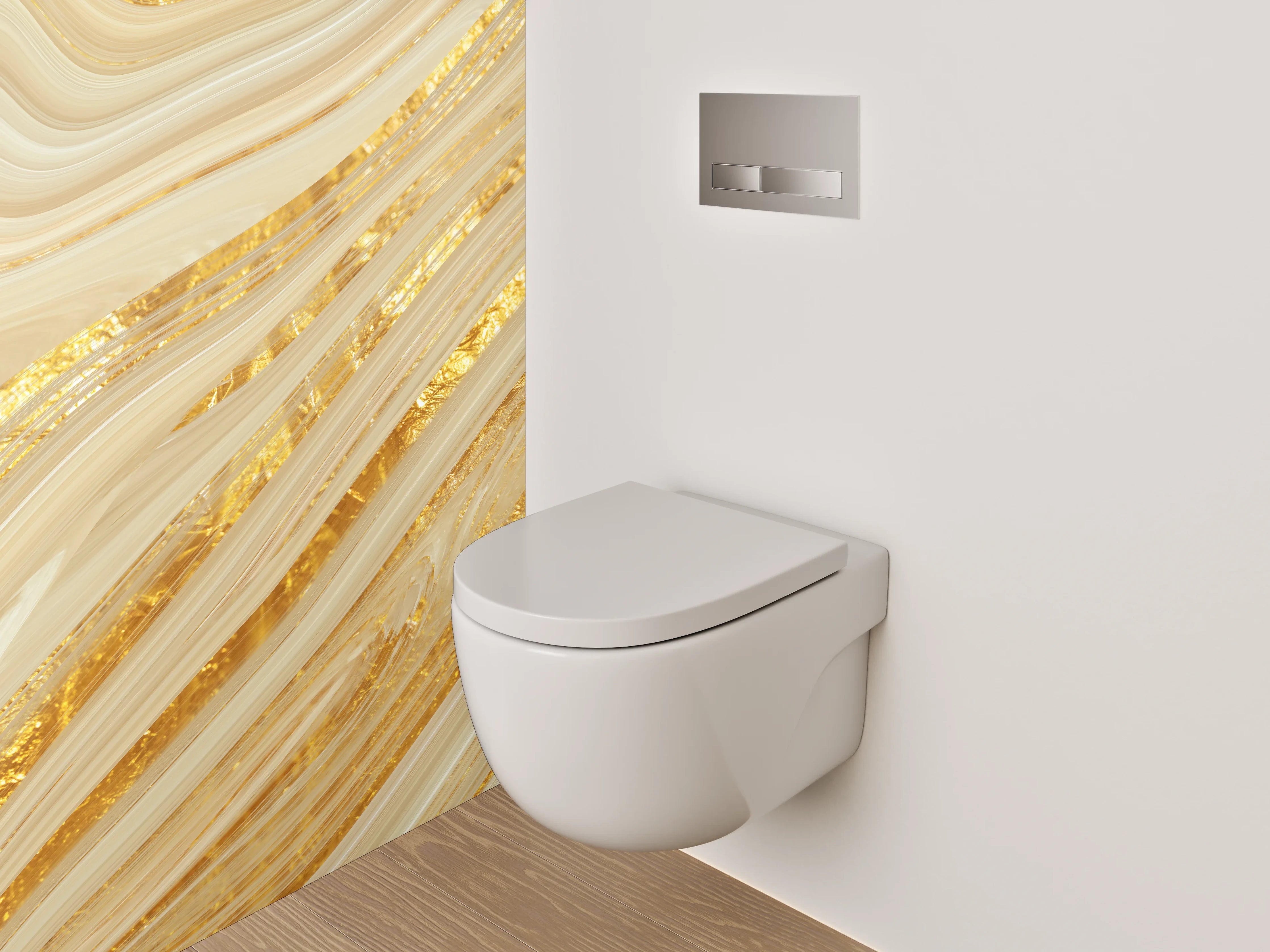 WC-Rückwand - Goldenes Marmor-Design Elegant