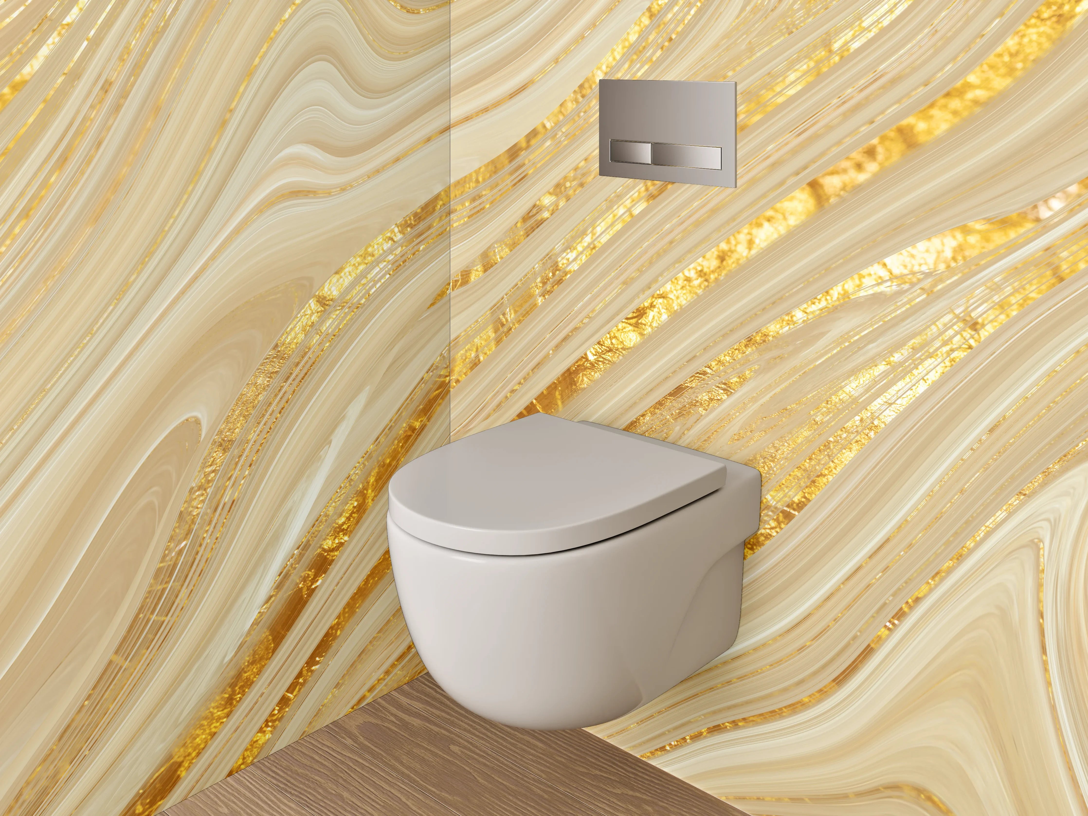 WC-Rückwand - Goldenes Marmor-Design Elegant