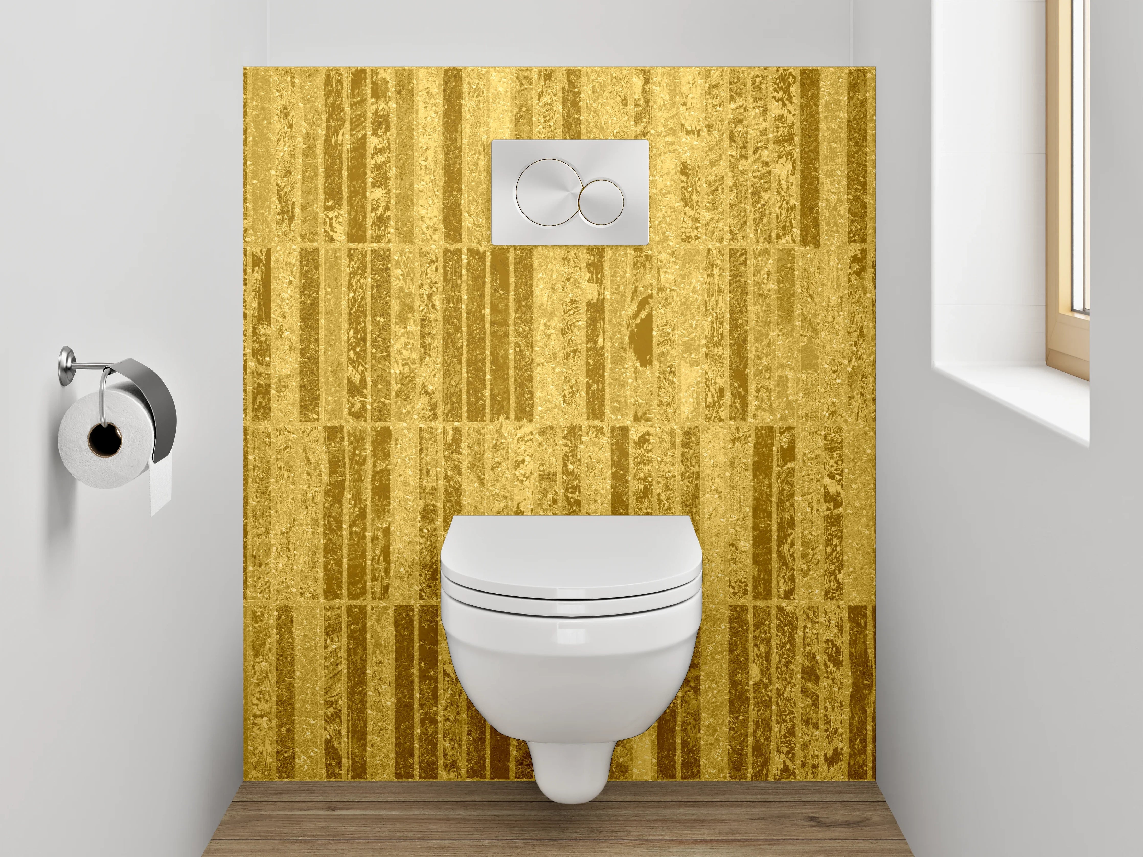 WC-Rückwand - Goldenes Marmor-Design Fliesenoptik