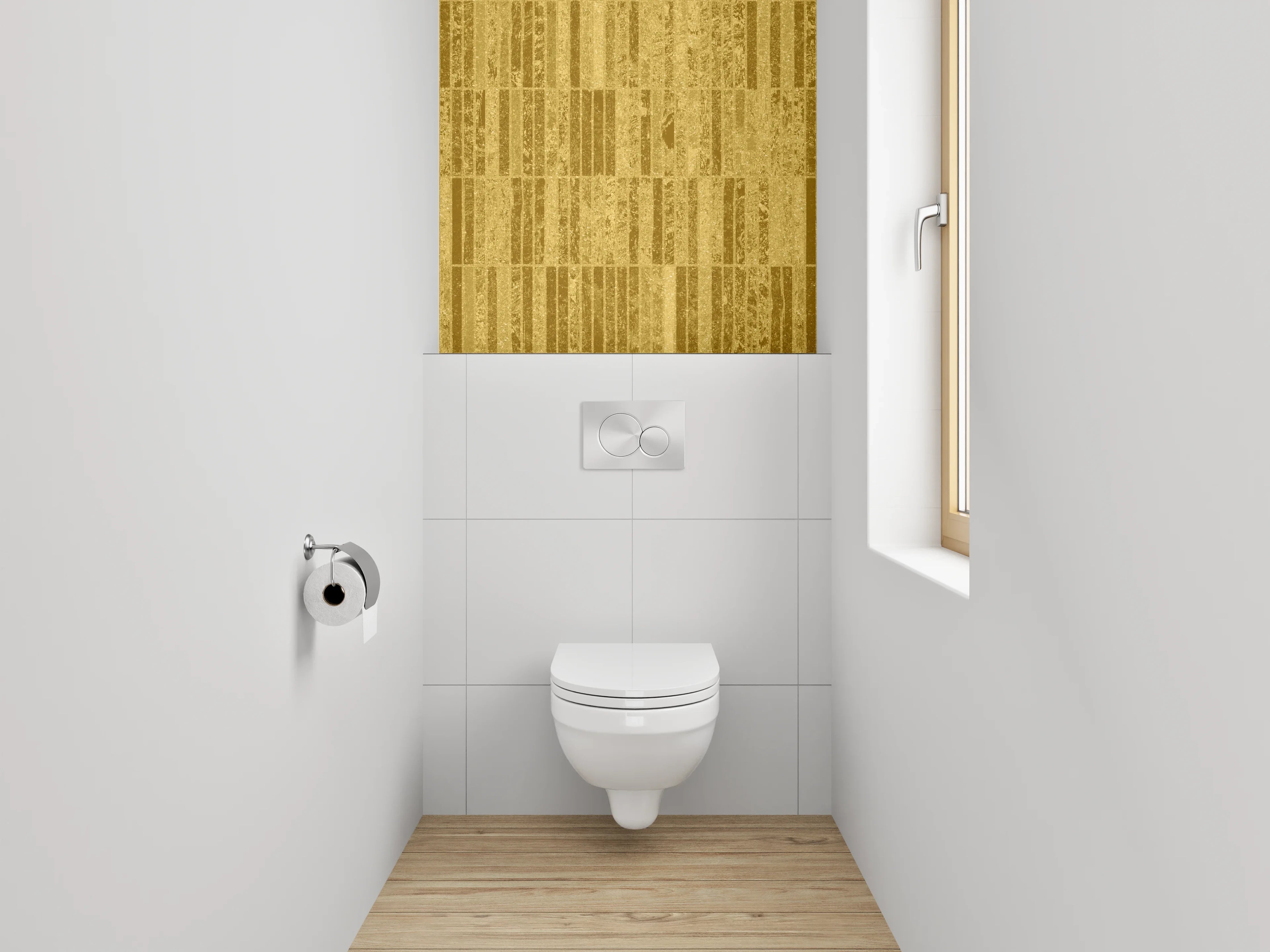 WC-Rückwand - Goldenes Marmor-Design Fliesenoptik