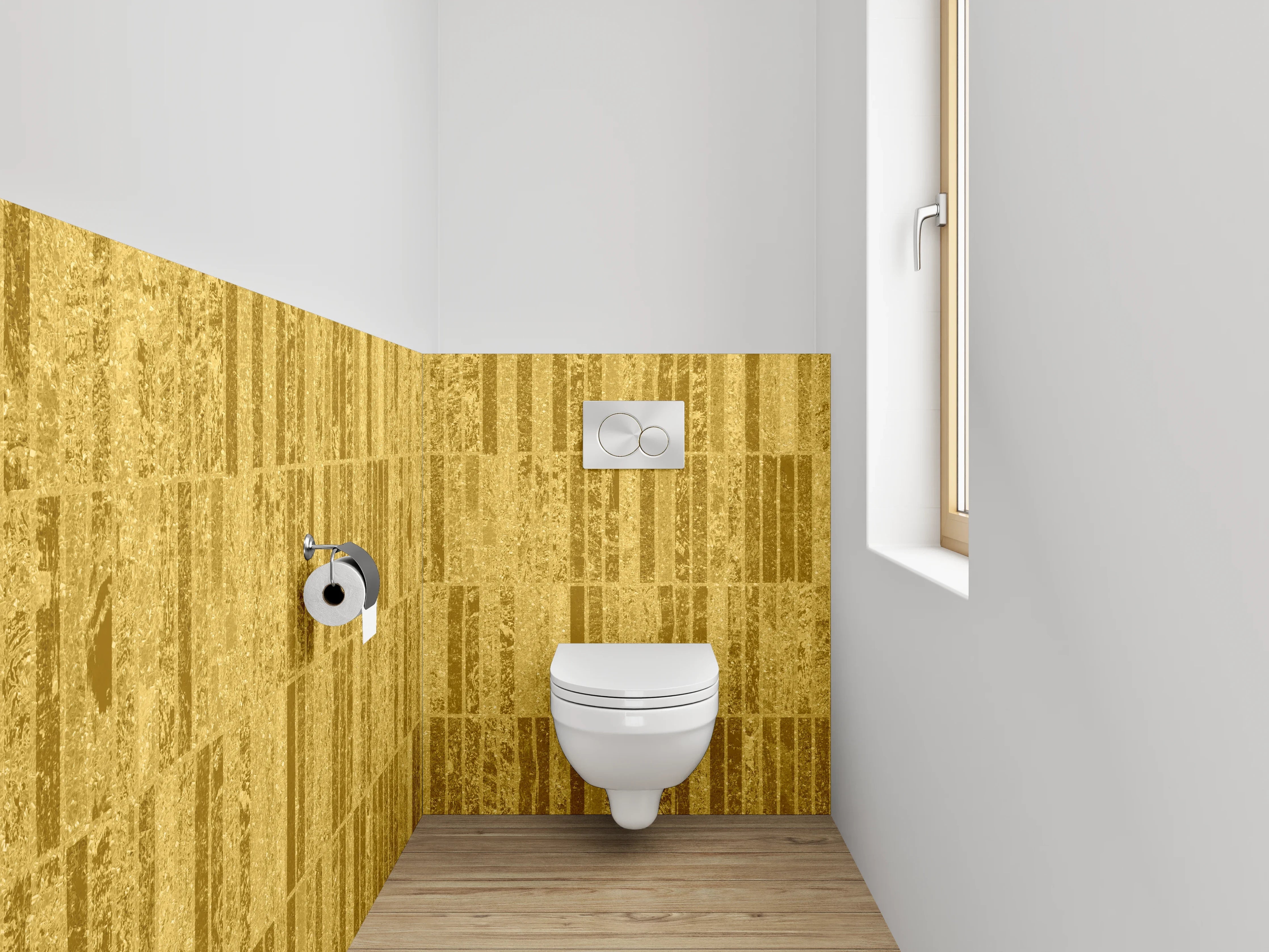 WC-Rückwand - Goldenes Marmor-Design Fliesenoptik