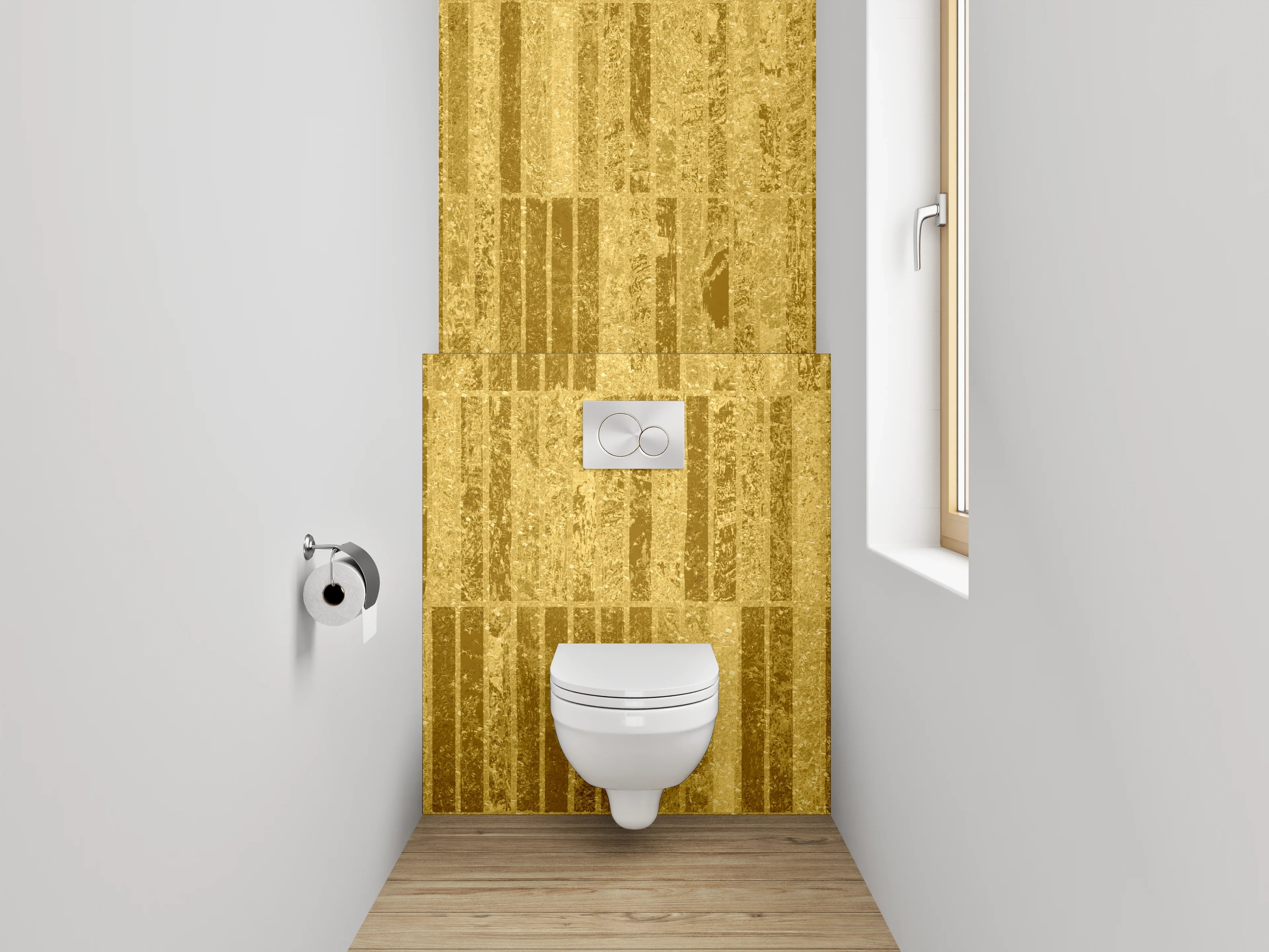 WC-Rückwand - Goldenes Marmor-Design Fliesenoptik
